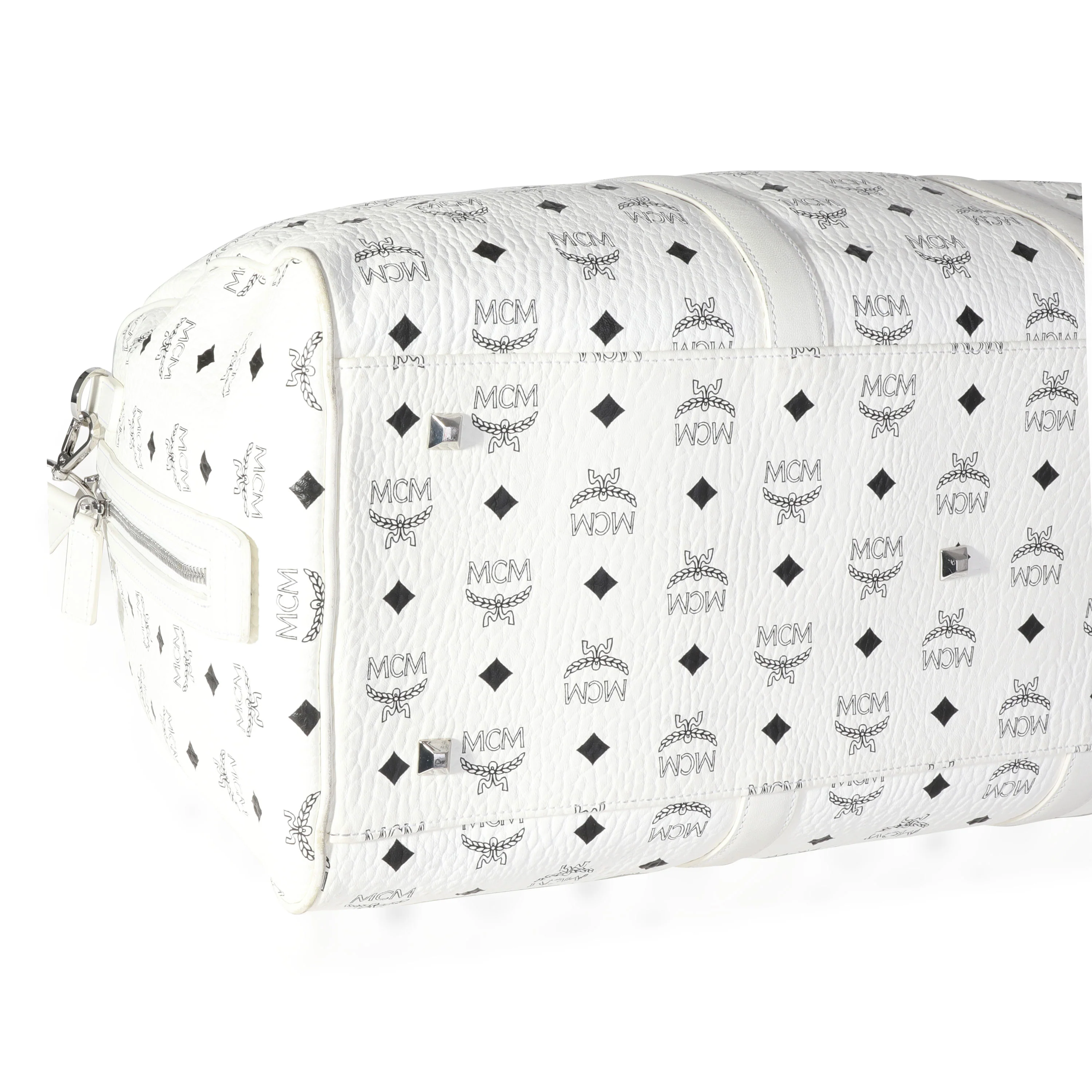MCM White Visetos Ottomar Duffle Bag - Image 6