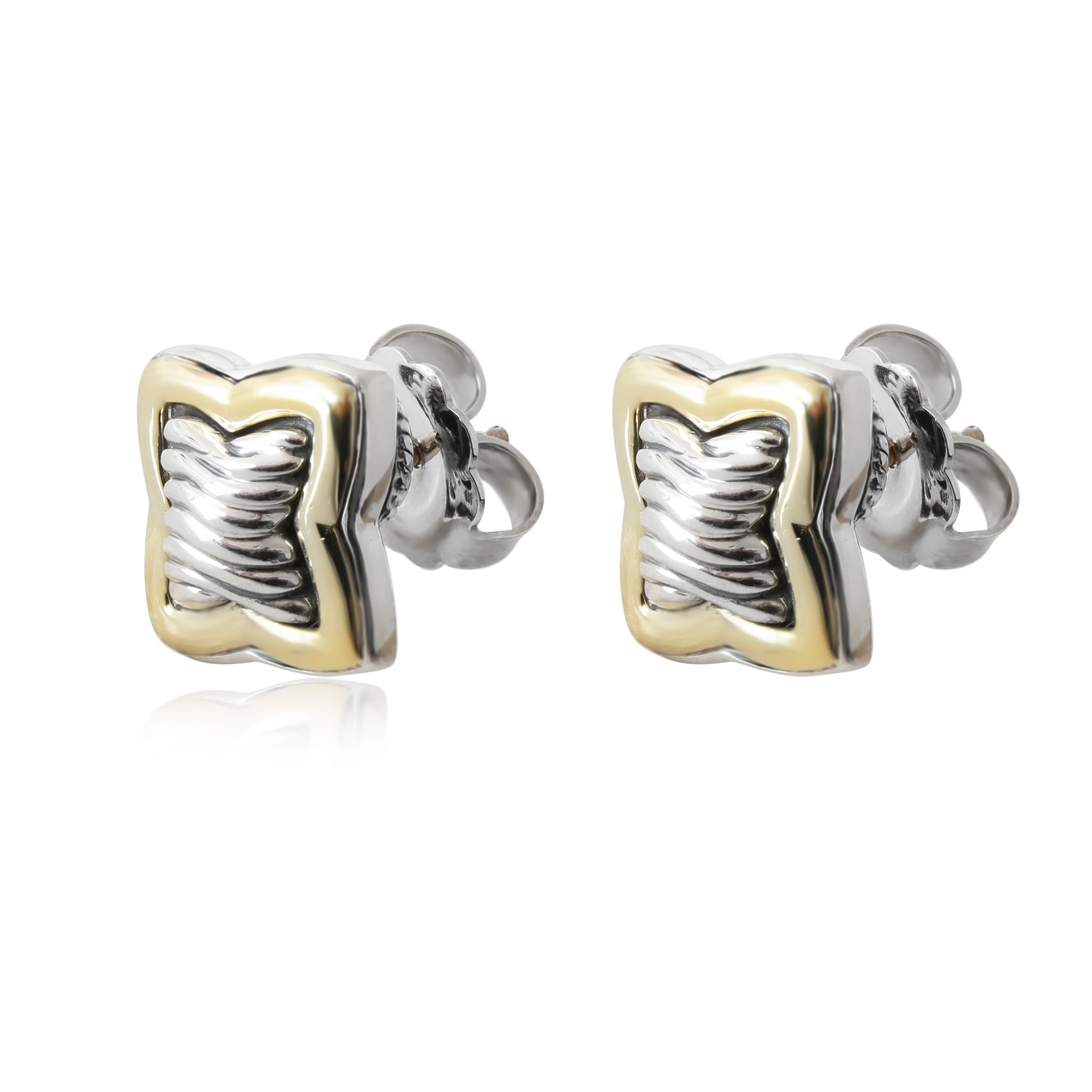 David Yurman Quatrefoil Stud Earring in 18k Gold/Sterling - Image 3