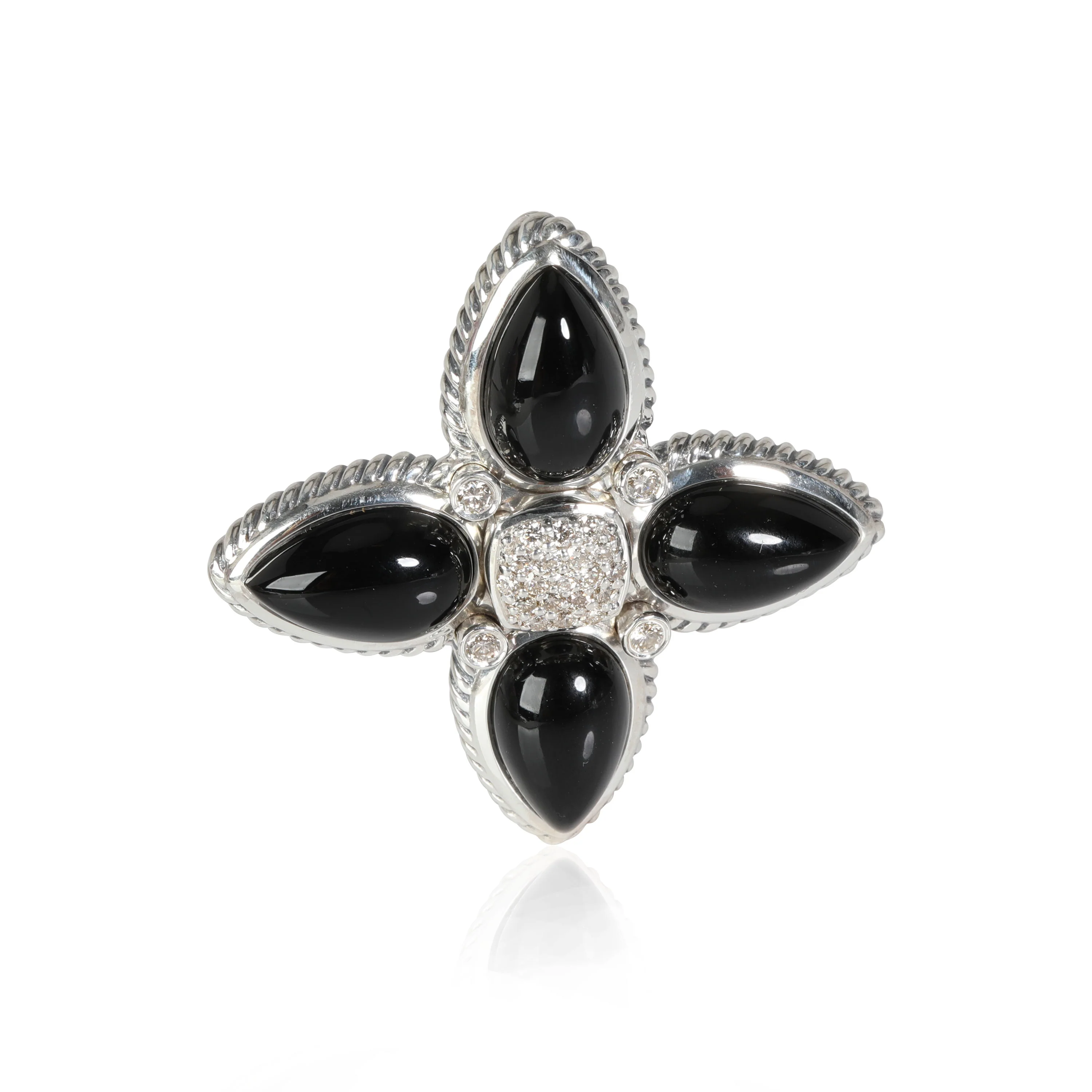 David Yurman Renaissance Onyx Diamond Enhancer Pendant in Sterling Silver Black
