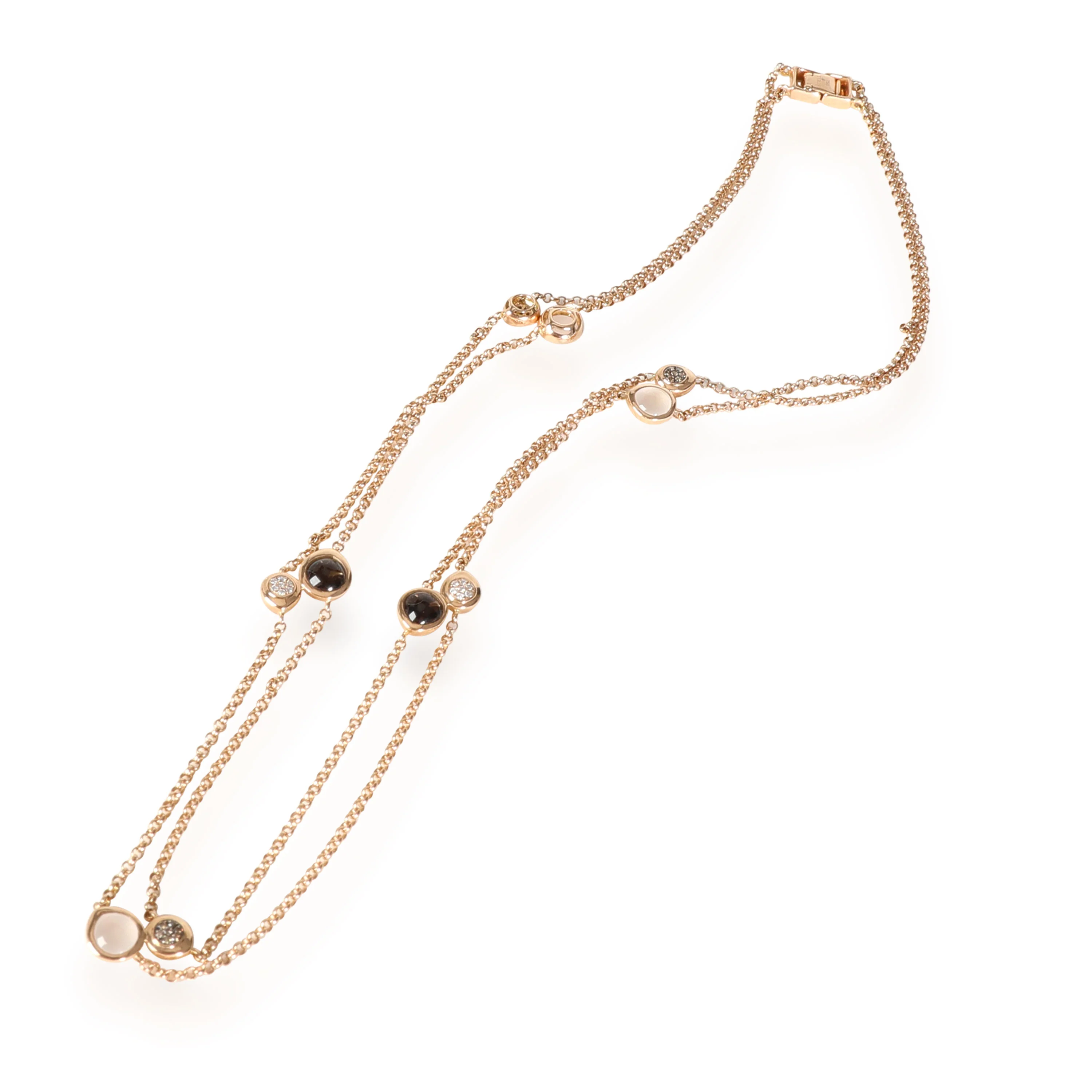Tirisi Double Strand Cabochon Gemstone, Diamond Necklace,18K Rose Gold, 0.18 Ctw - Image 2