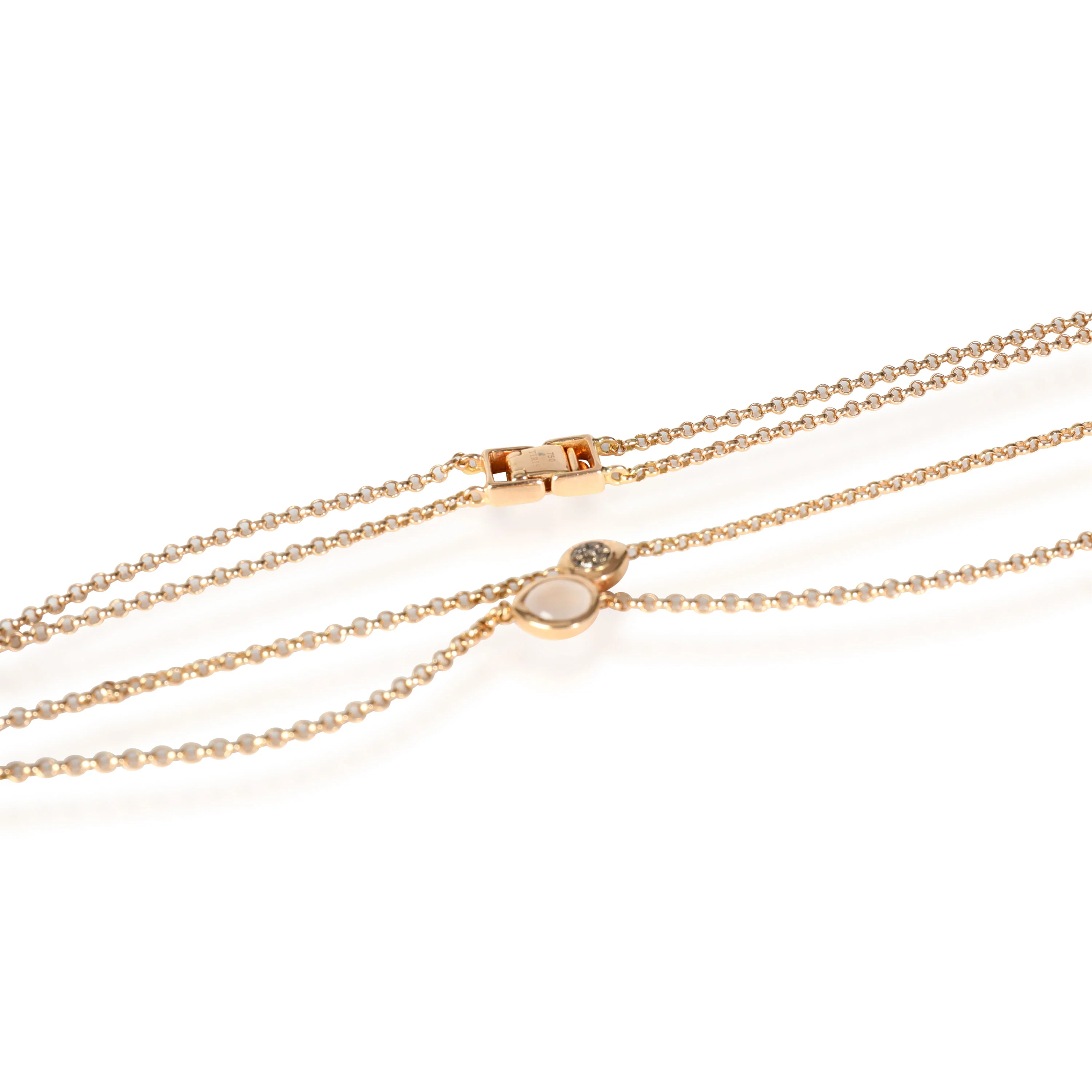 Tirisi Double Strand Cabochon Gemstone, Diamond Necklace,18K Rose Gold, 0.18 Ctw - Image 3