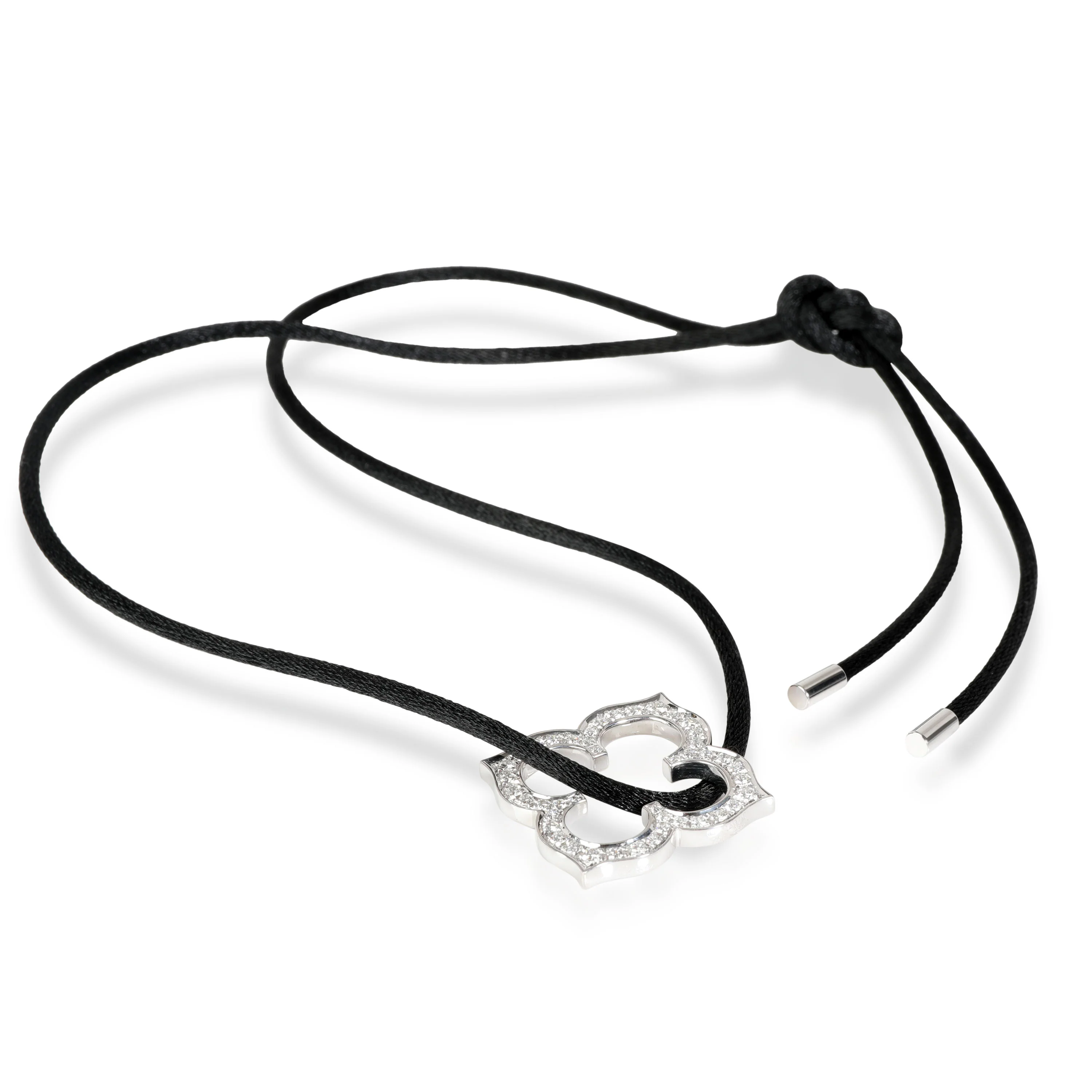 Hindu Necklace on Black Silk Cord (White Gold) - Image 2