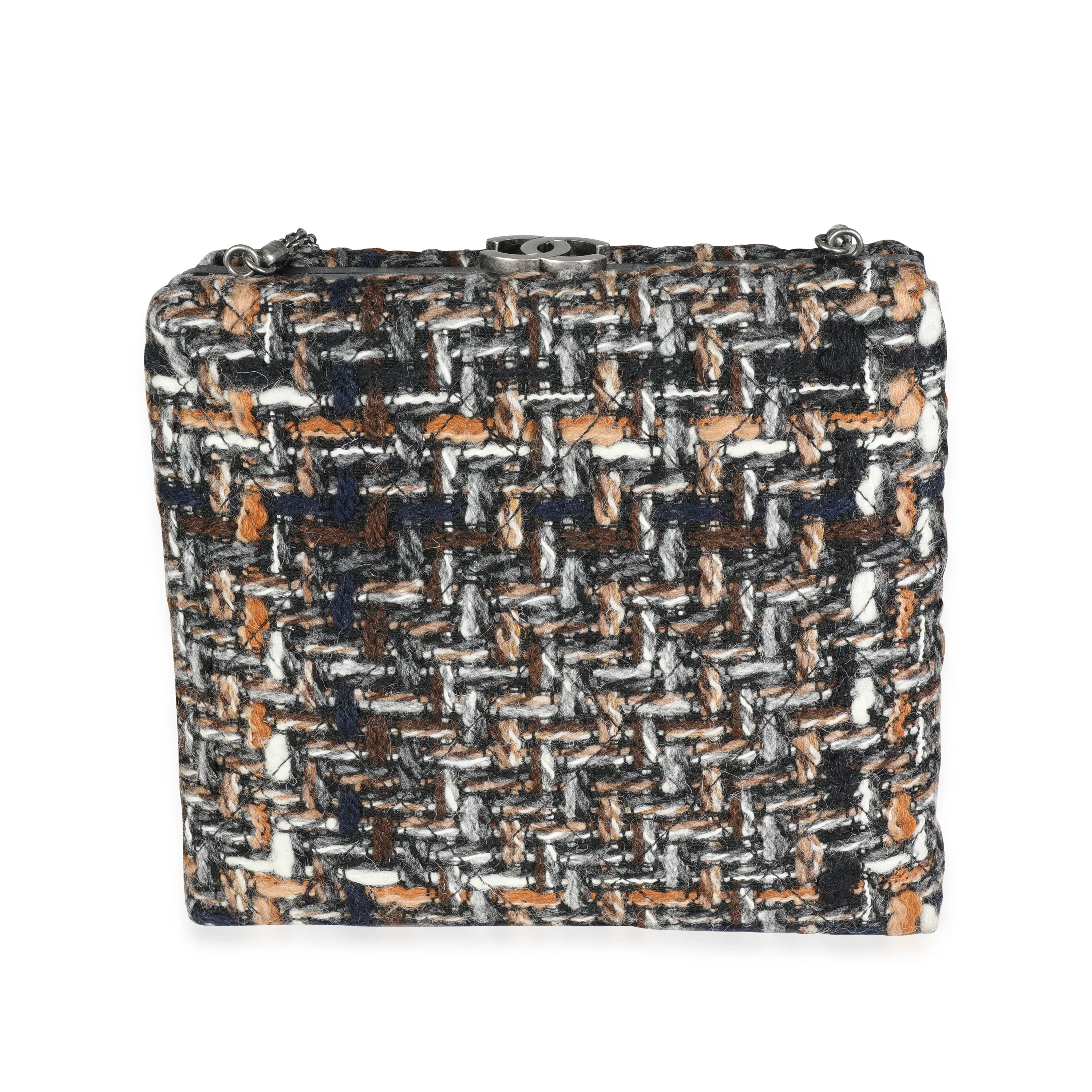 Chanel Black Leather & Multicolor Tweed Il Quadrato Box Shoulder Bag