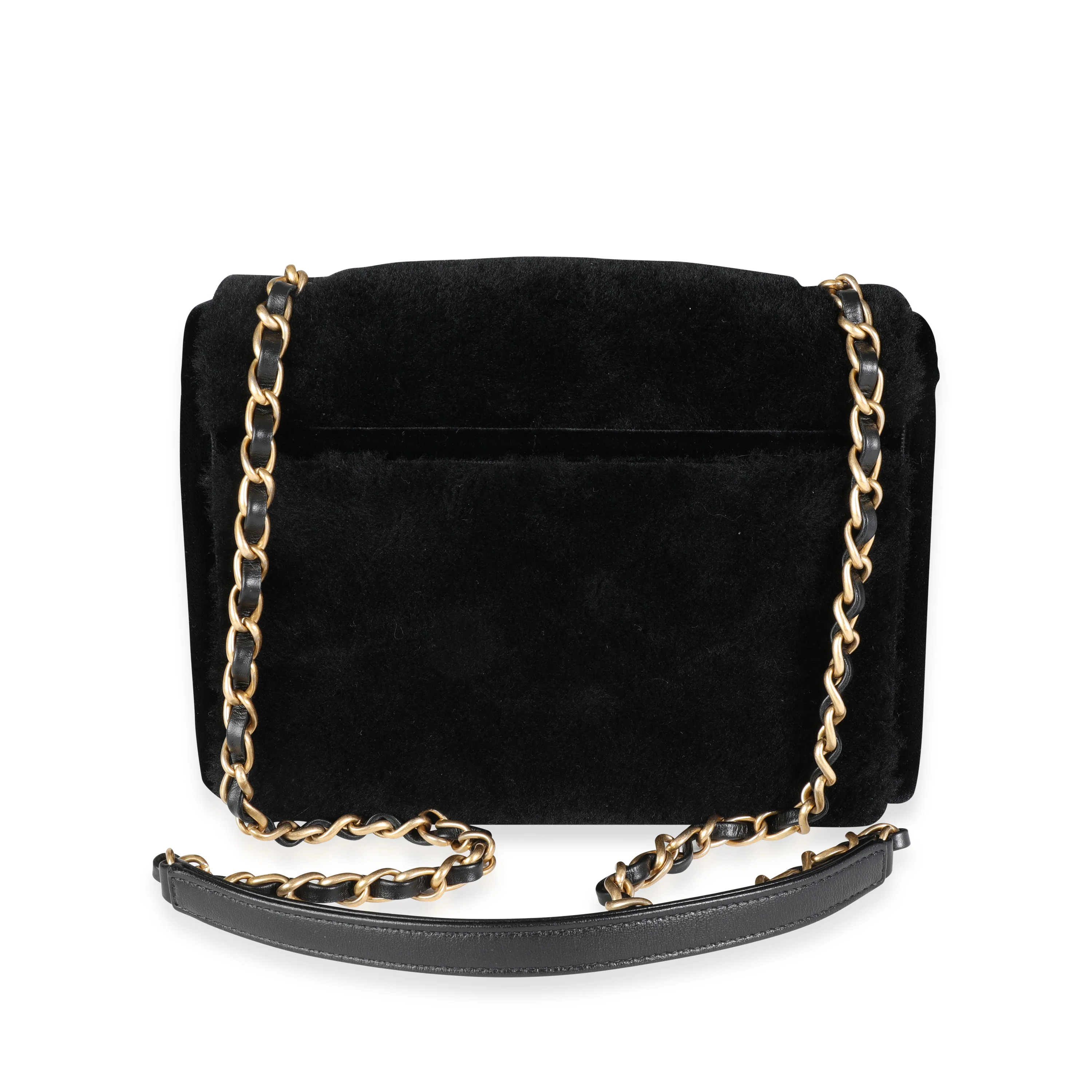 Black & White Shearling Small Single Flap Bag - Image 3