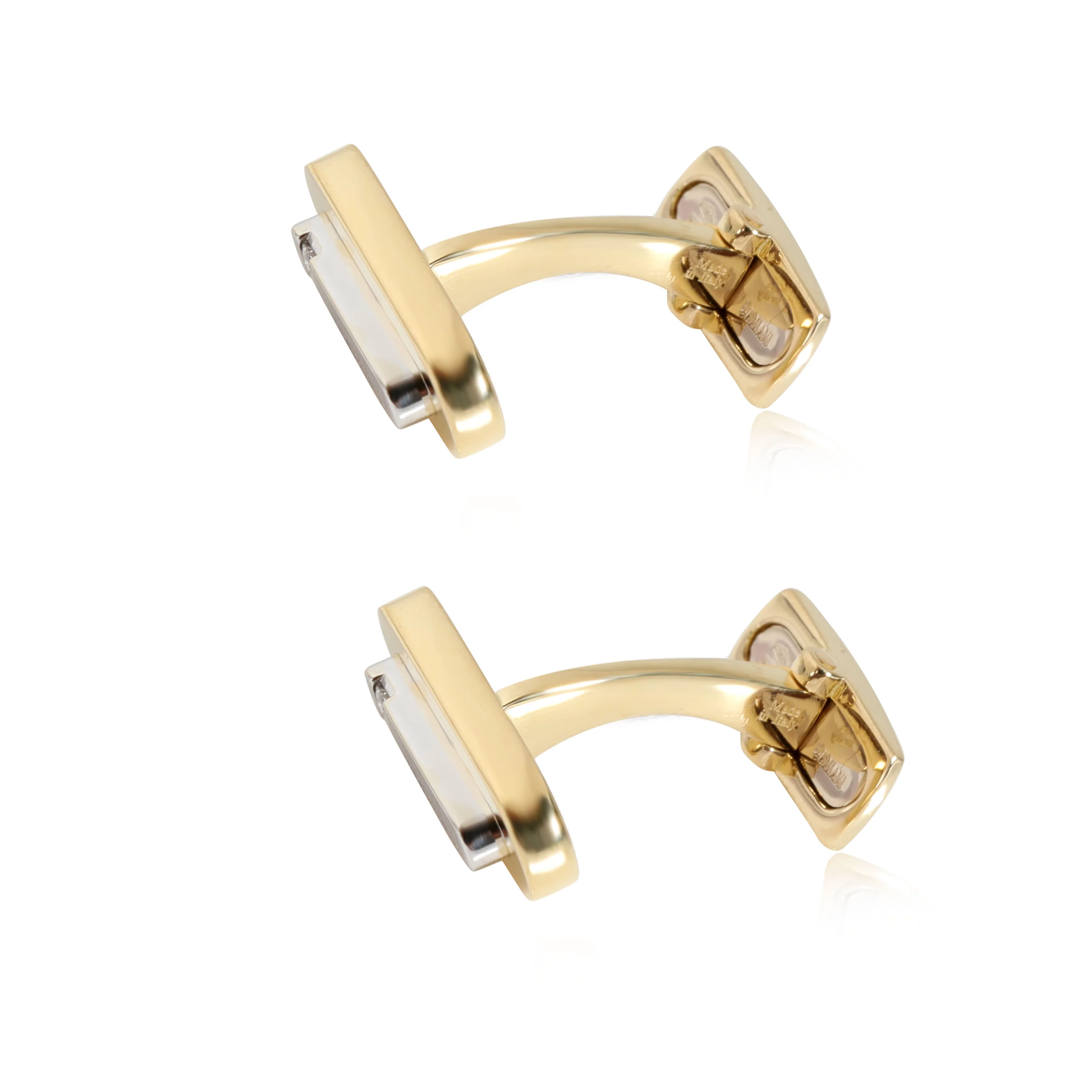 Cufflinks in 18k Two-Tone Gold with Princess Cut Diamonds, 0.11Ctw - Image 2