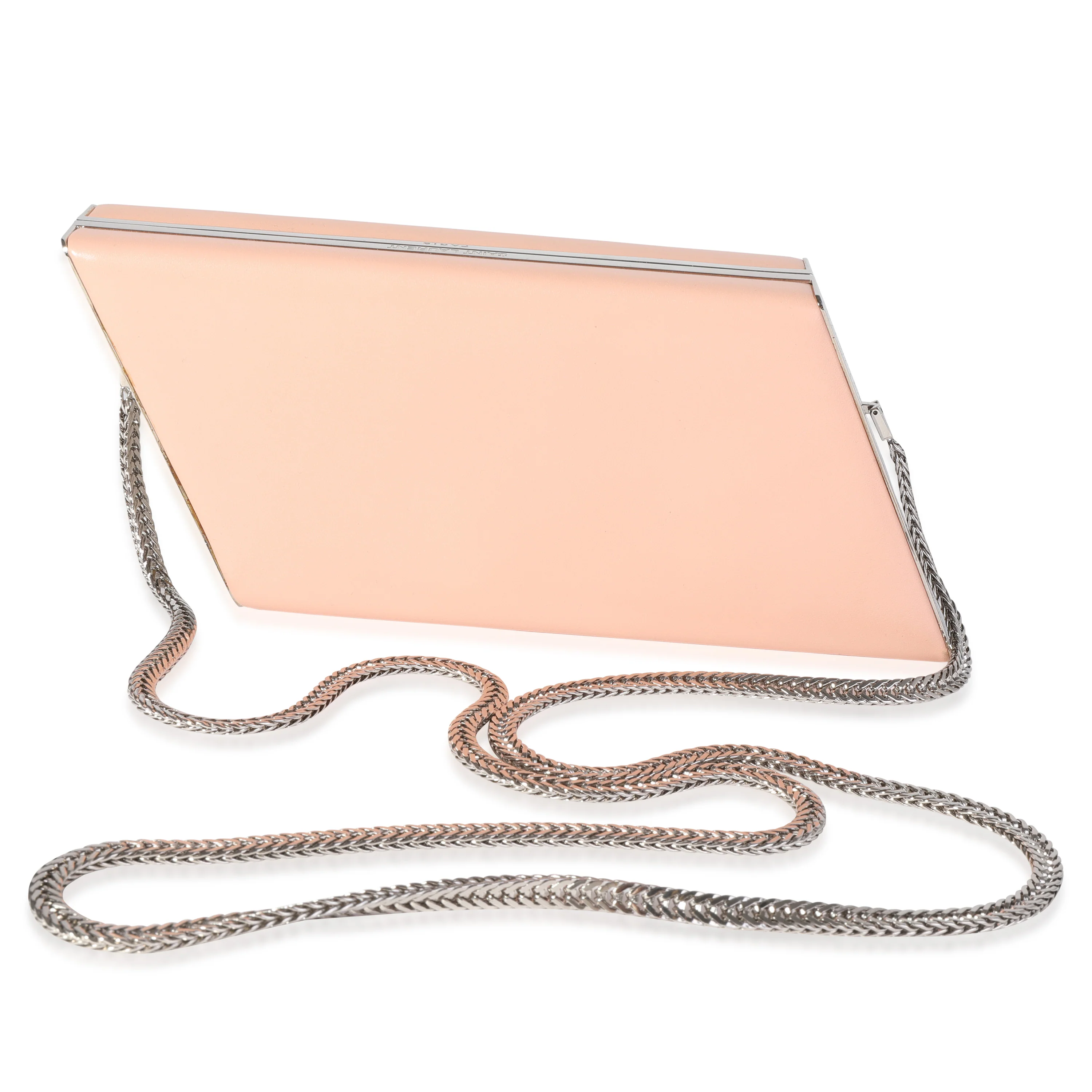 Pink Leather Diagonal Box Chain Clutch - Image 3