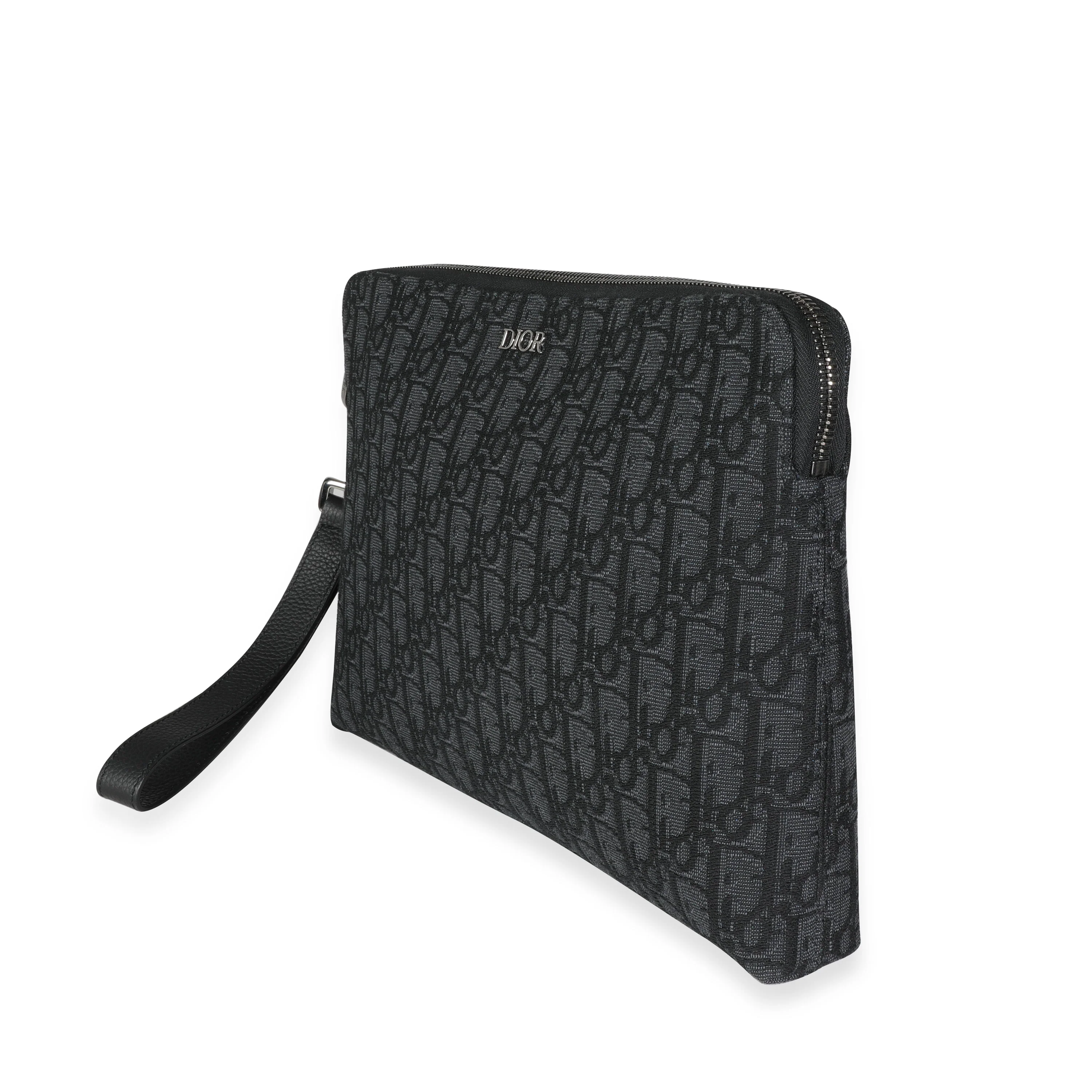 Dior Black & Blue Oblique Jacquard Pouch - Image 2