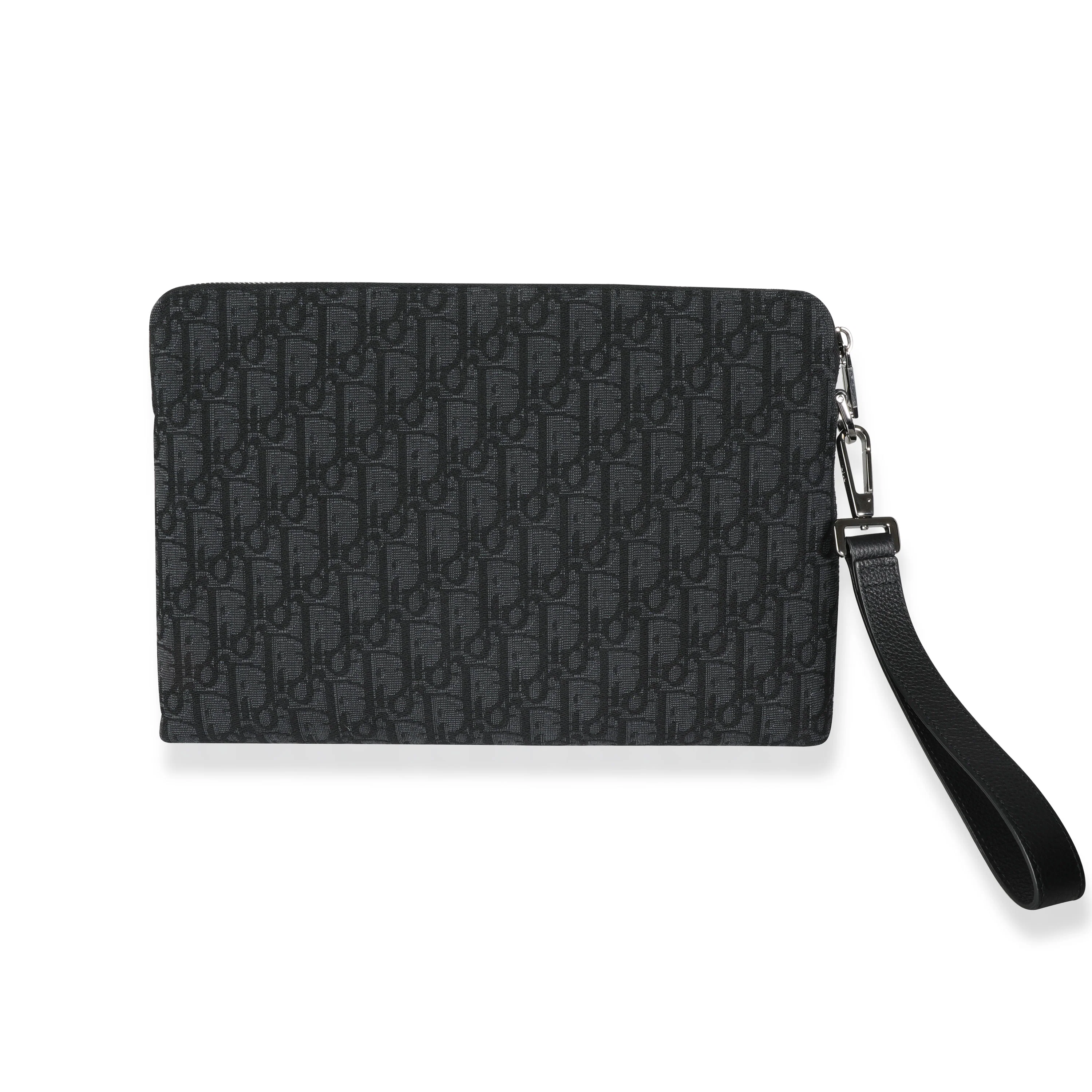 Dior Black & Blue Oblique Jacquard Pouch - Image 3