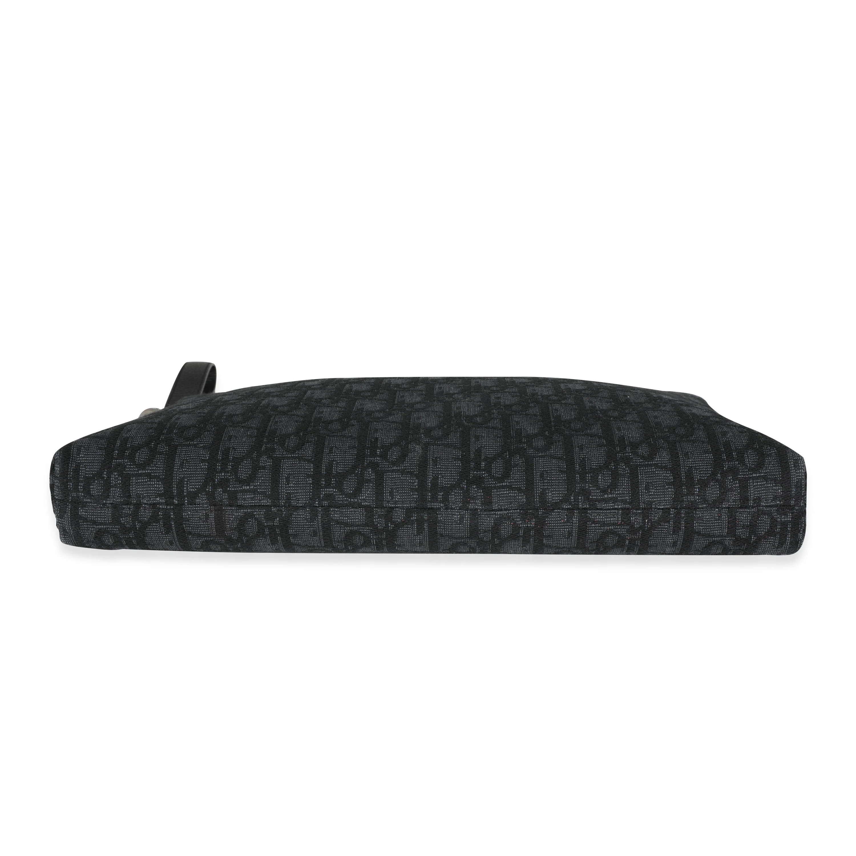 Dior Black & Blue Oblique Jacquard Pouch - Image 4
