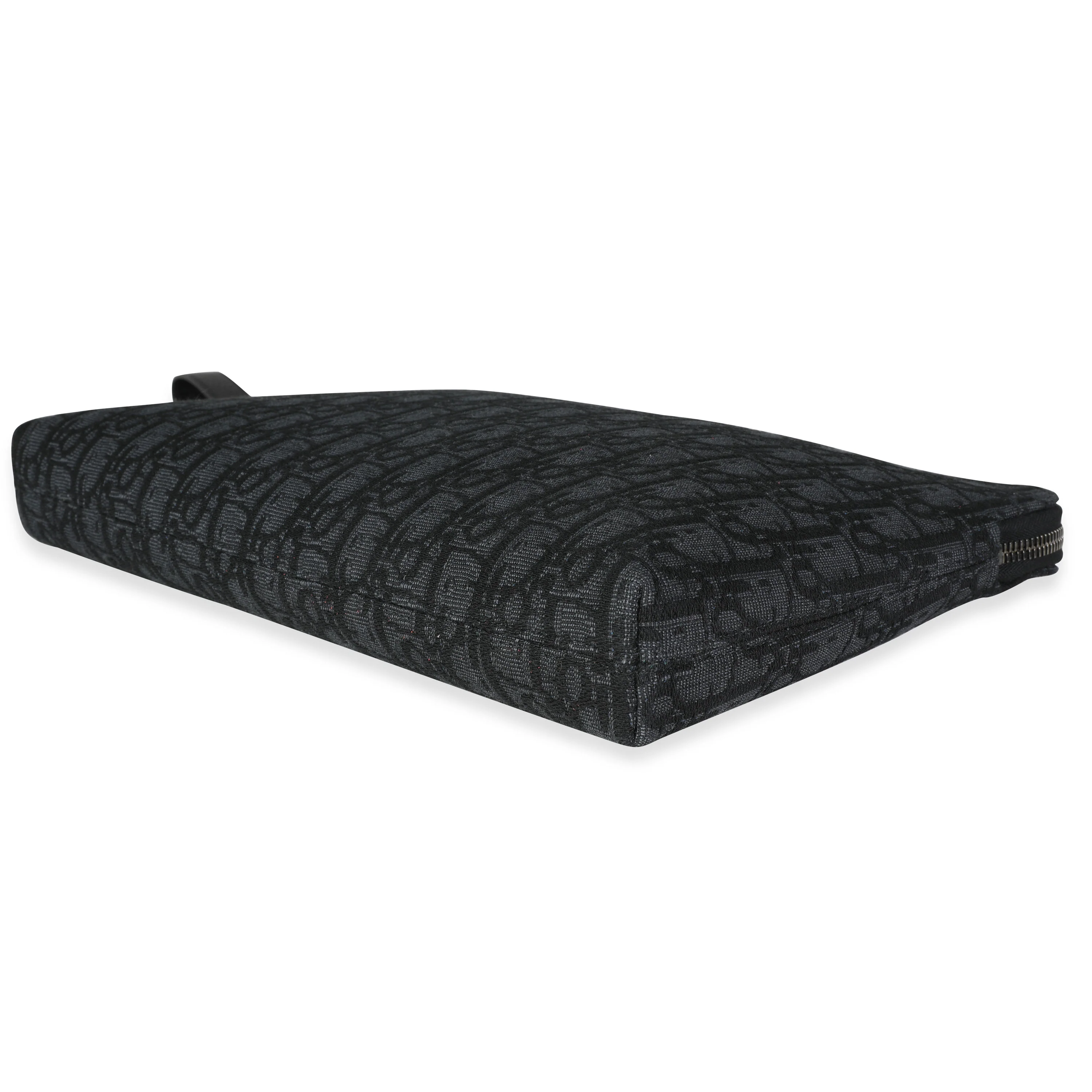 Dior Black & Blue Oblique Jacquard Pouch - Image 5