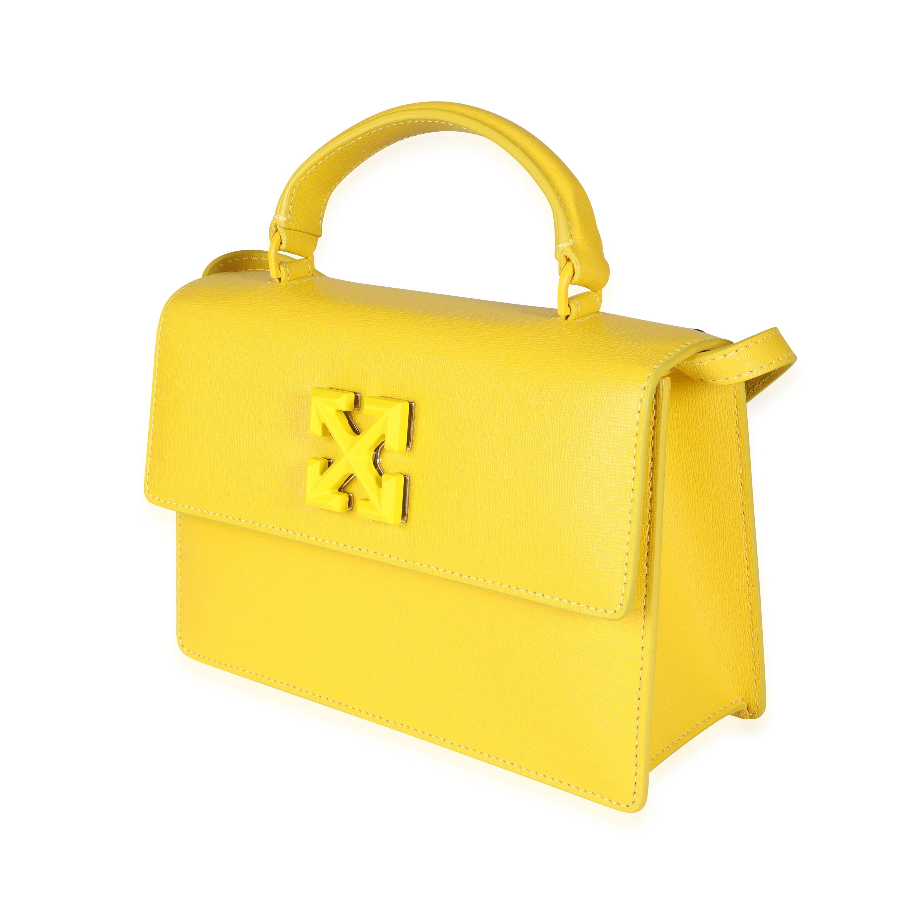 Yellow Saffiano Leather Jitney 1.4 Tonal Arrow Top Handle Crossbody Ba - Image 2