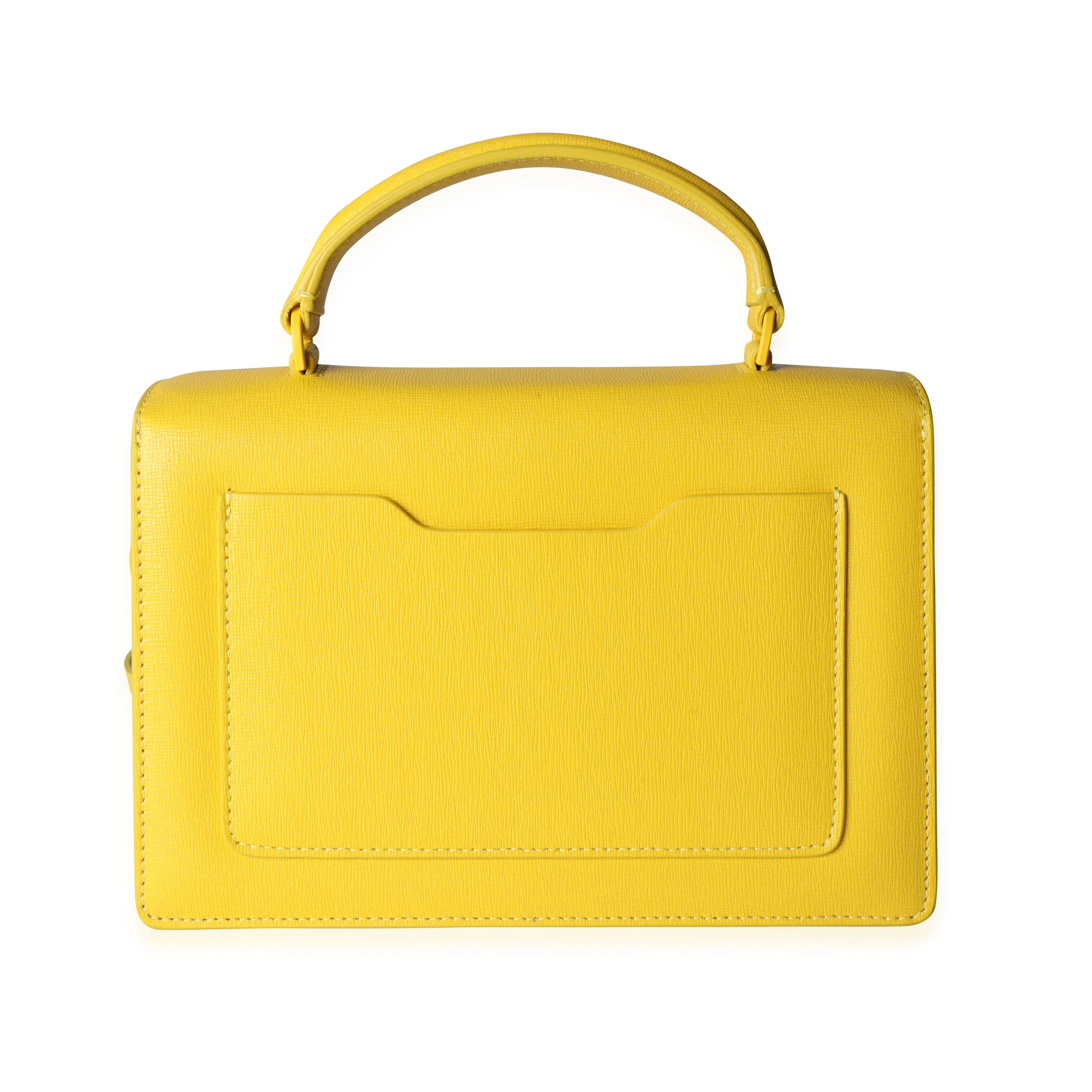 Yellow Saffiano Leather Jitney 1.4 Tonal Arrow Top Handle Crossbody Ba - Image 3