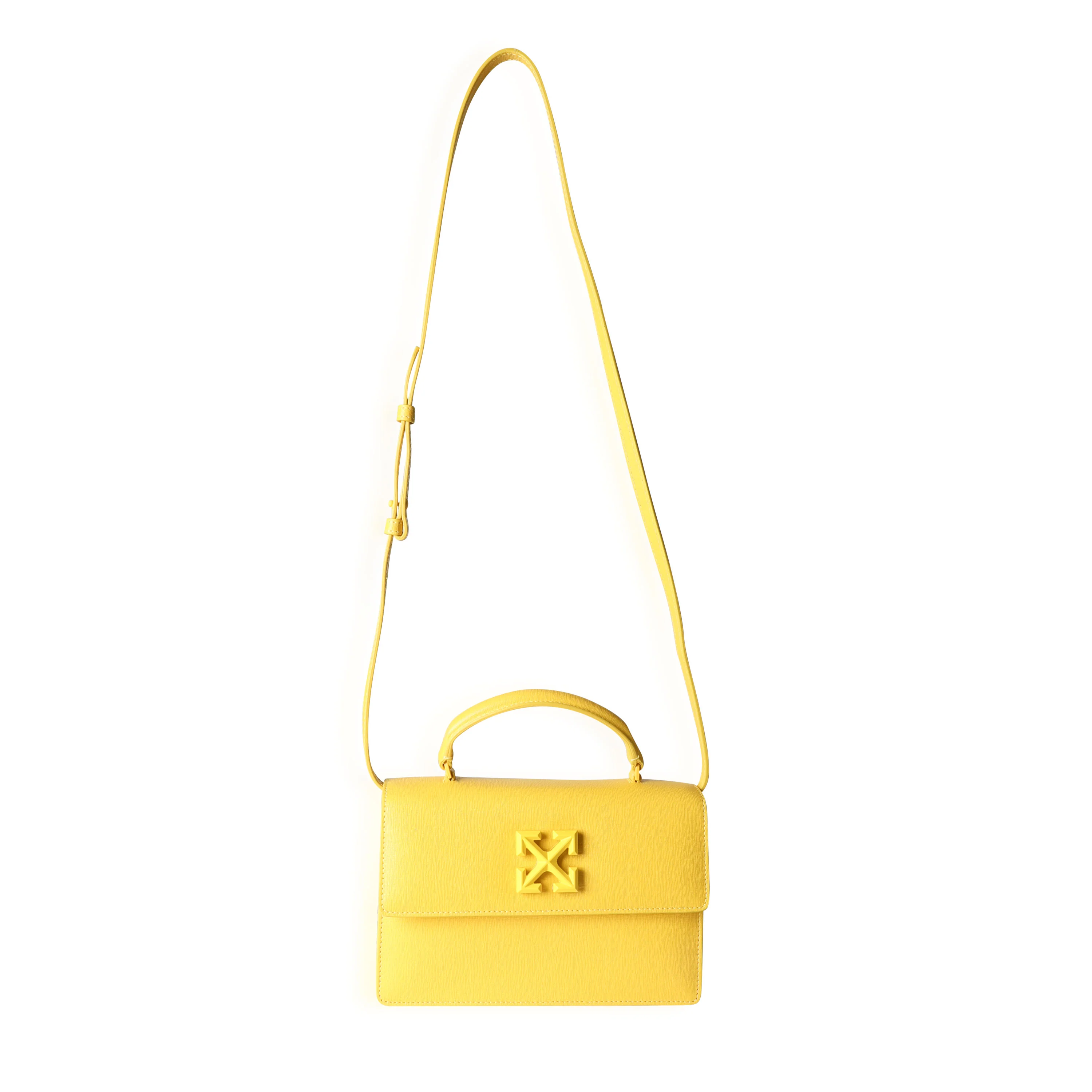 Yellow Saffiano Leather Jitney 1.4 Tonal Arrow Top Handle Crossbody Ba - Image 4