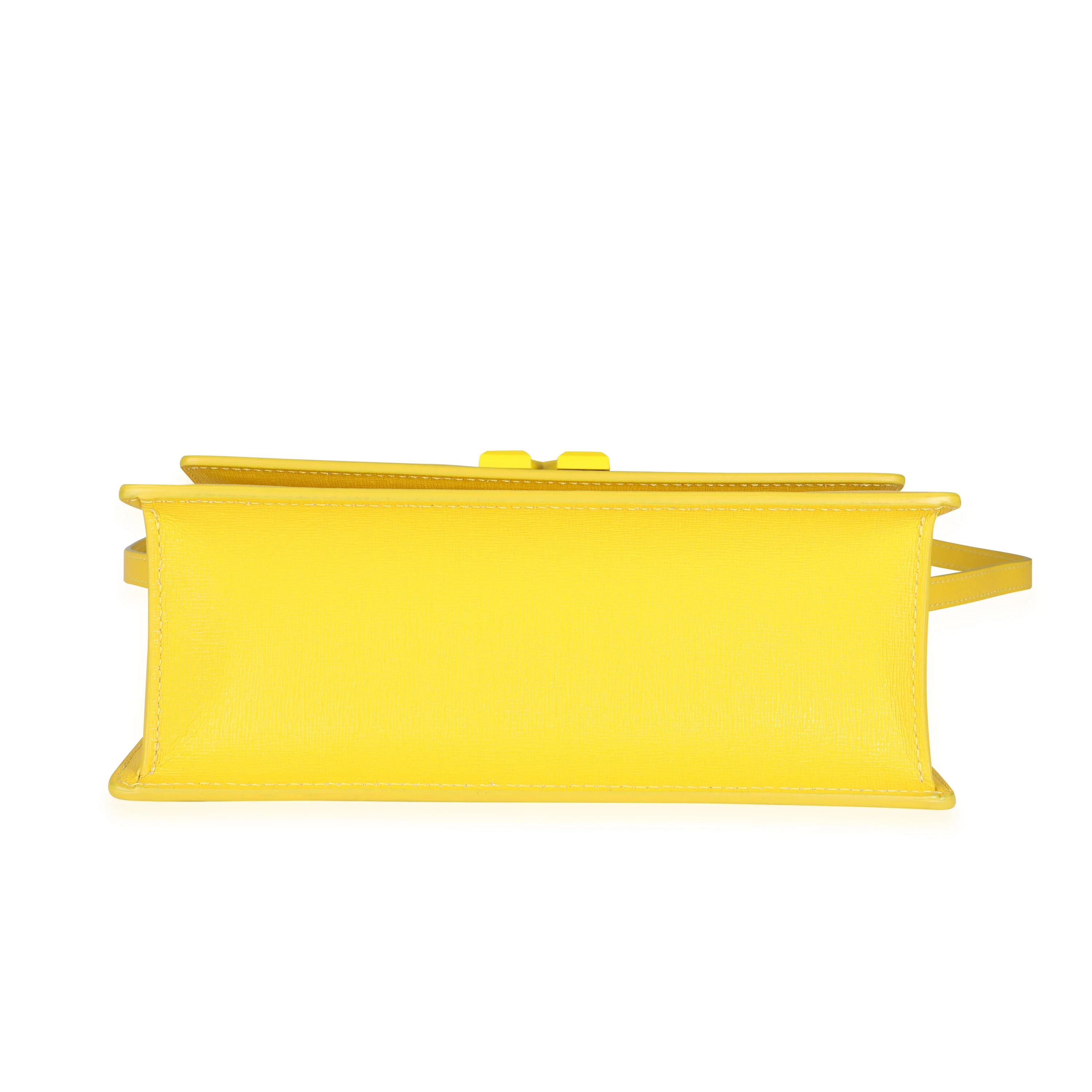 Yellow Saffiano Leather Jitney 1.4 Tonal Arrow Top Handle Crossbody Ba - Image 5