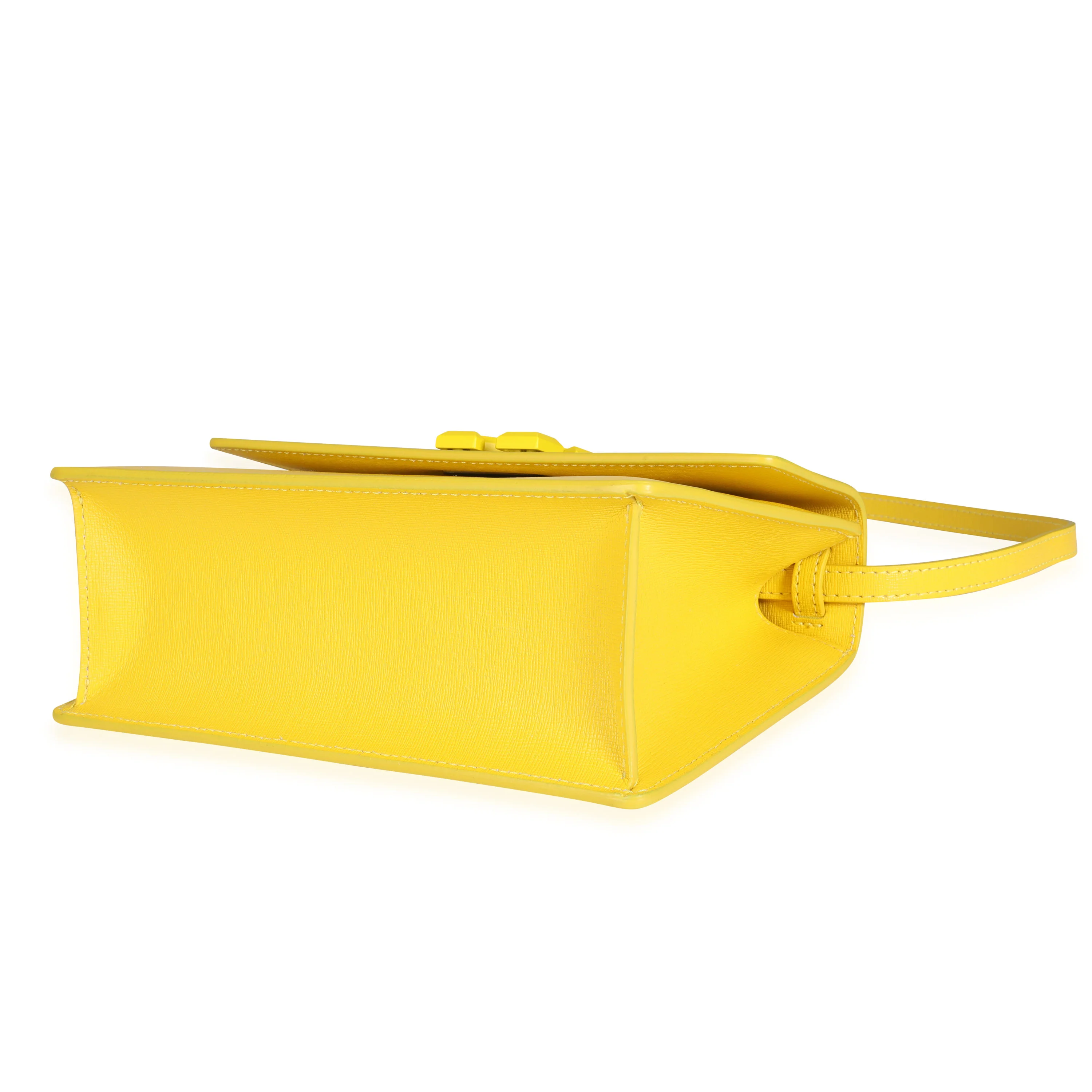 Yellow Saffiano Leather Jitney 1.4 Tonal Arrow Top Handle Crossbody Ba - Image 7