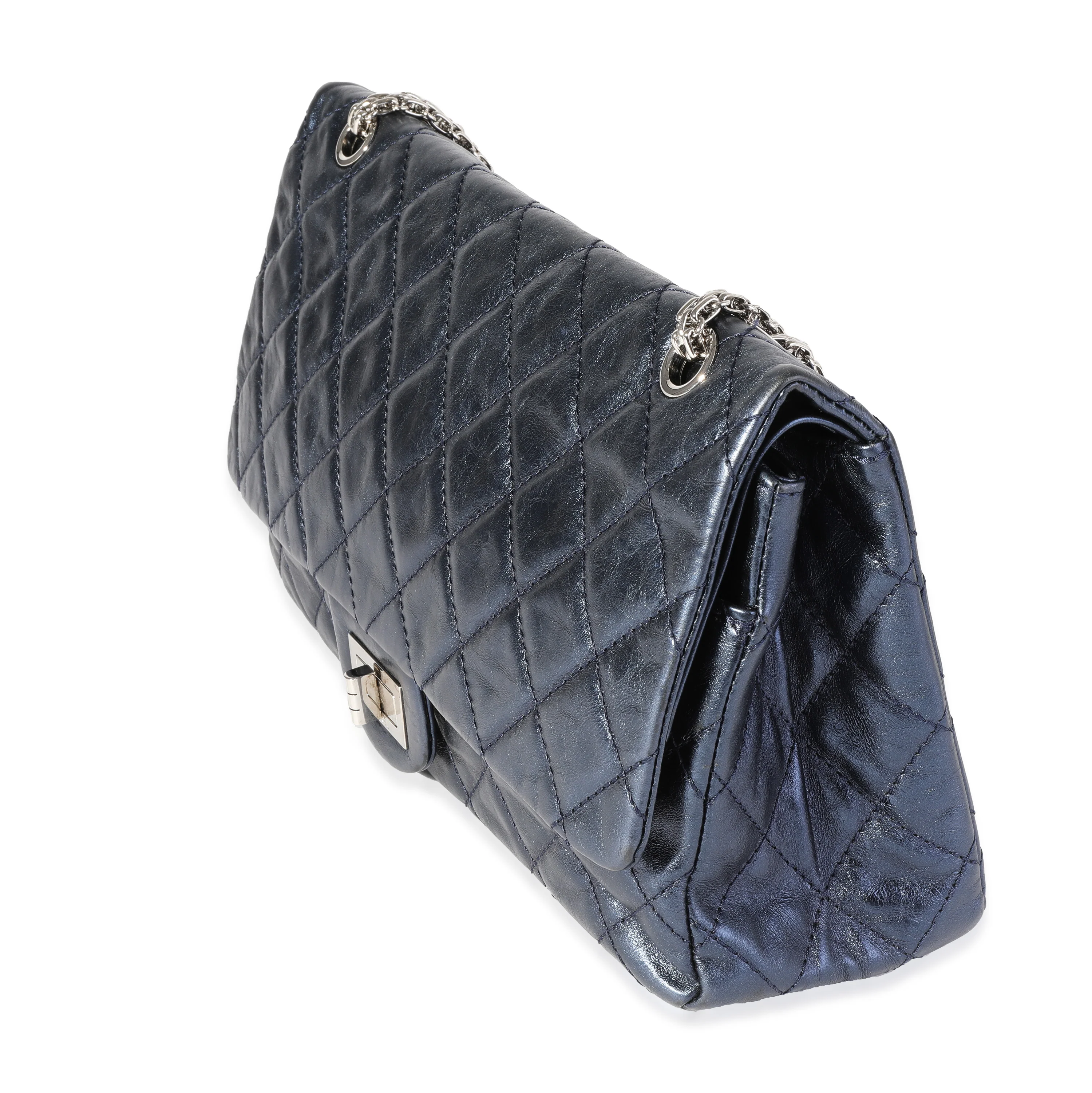 Chanel Metallic Blue Quilted Aged Calfskin Reissue 2.55 227 Double Flap Bag - Image 2