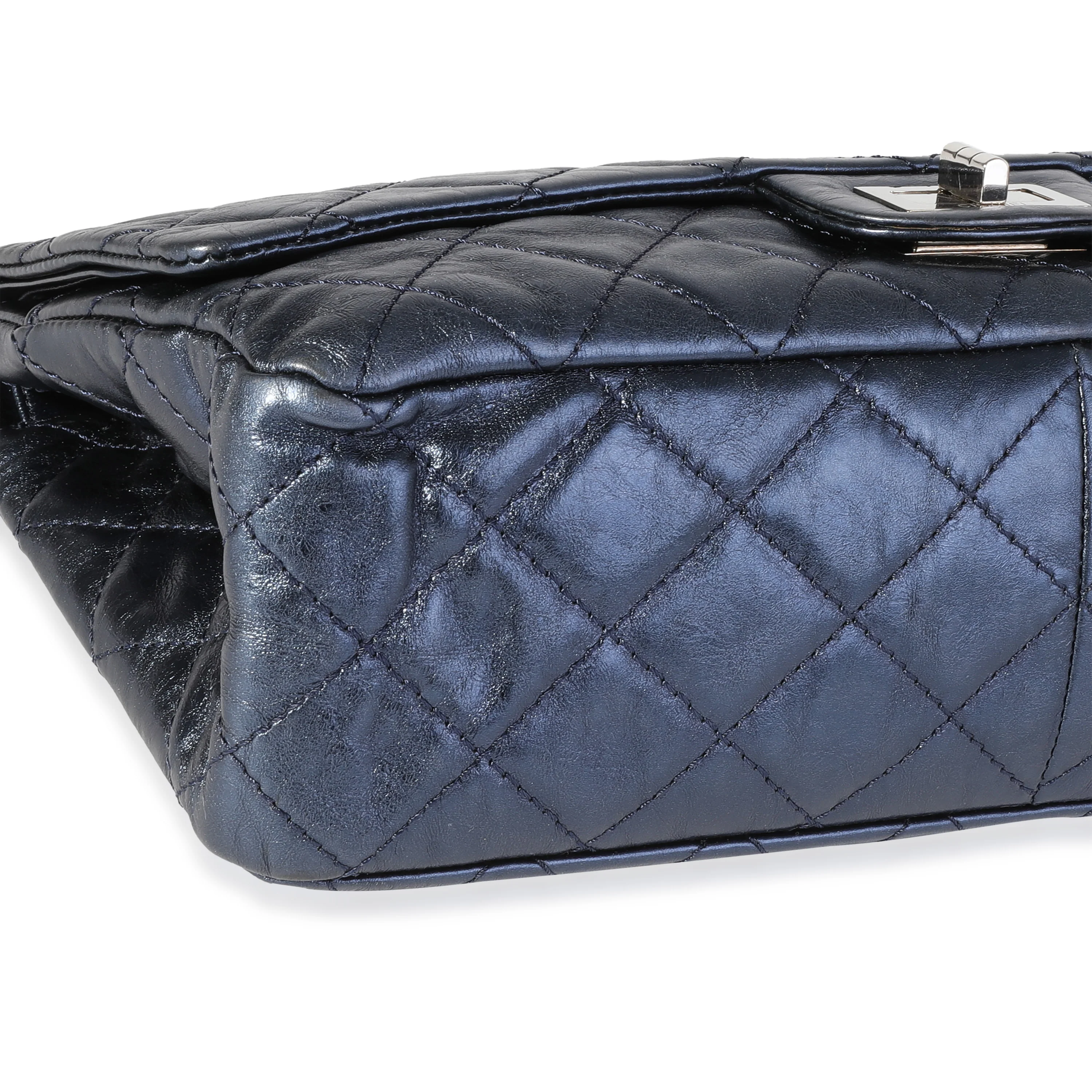 Chanel Metallic Blue Quilted Aged Calfskin Reissue 2.55 227 Double Flap Bag - Image 4