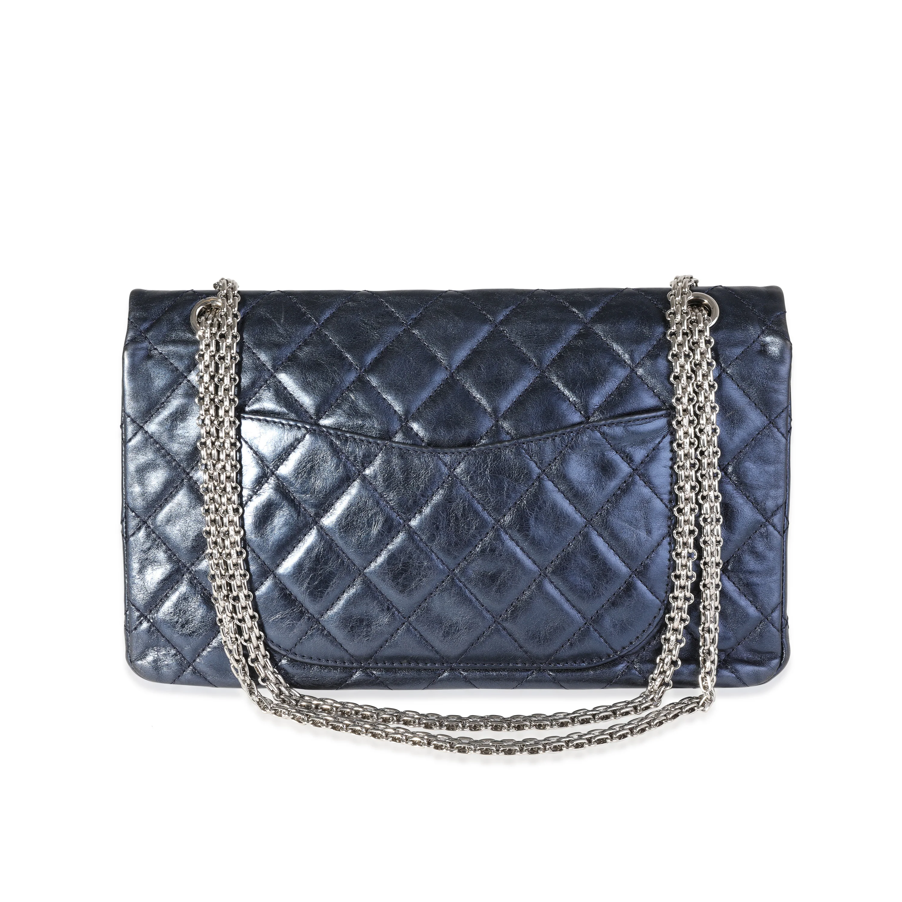 Chanel Metallic Blue Quilted Aged Calfskin Reissue 2.55 227 Double Flap Bag - Image 5