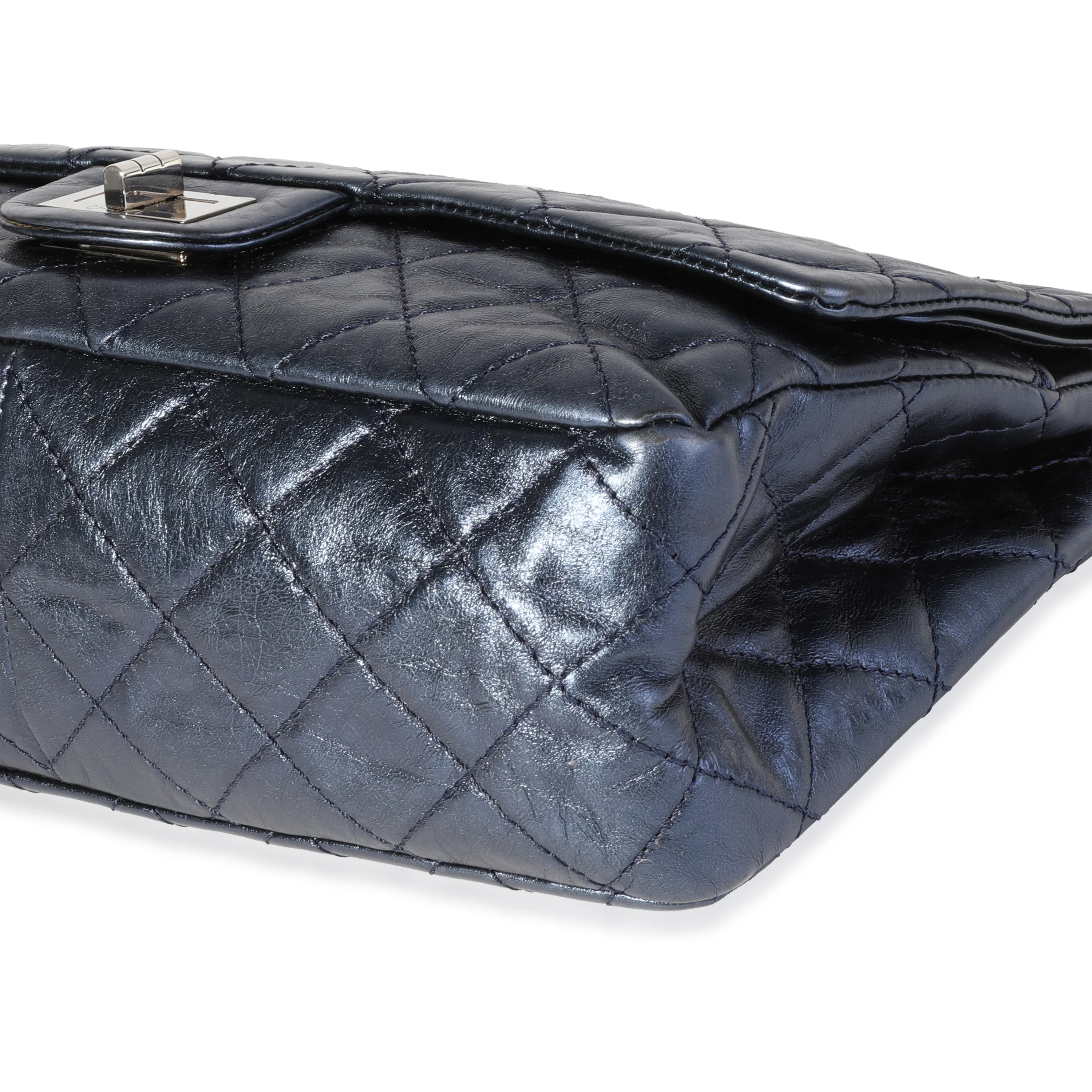 Chanel Metallic Blue Quilted Aged Calfskin Reissue 2.55 227 Double Flap Bag - Image 6