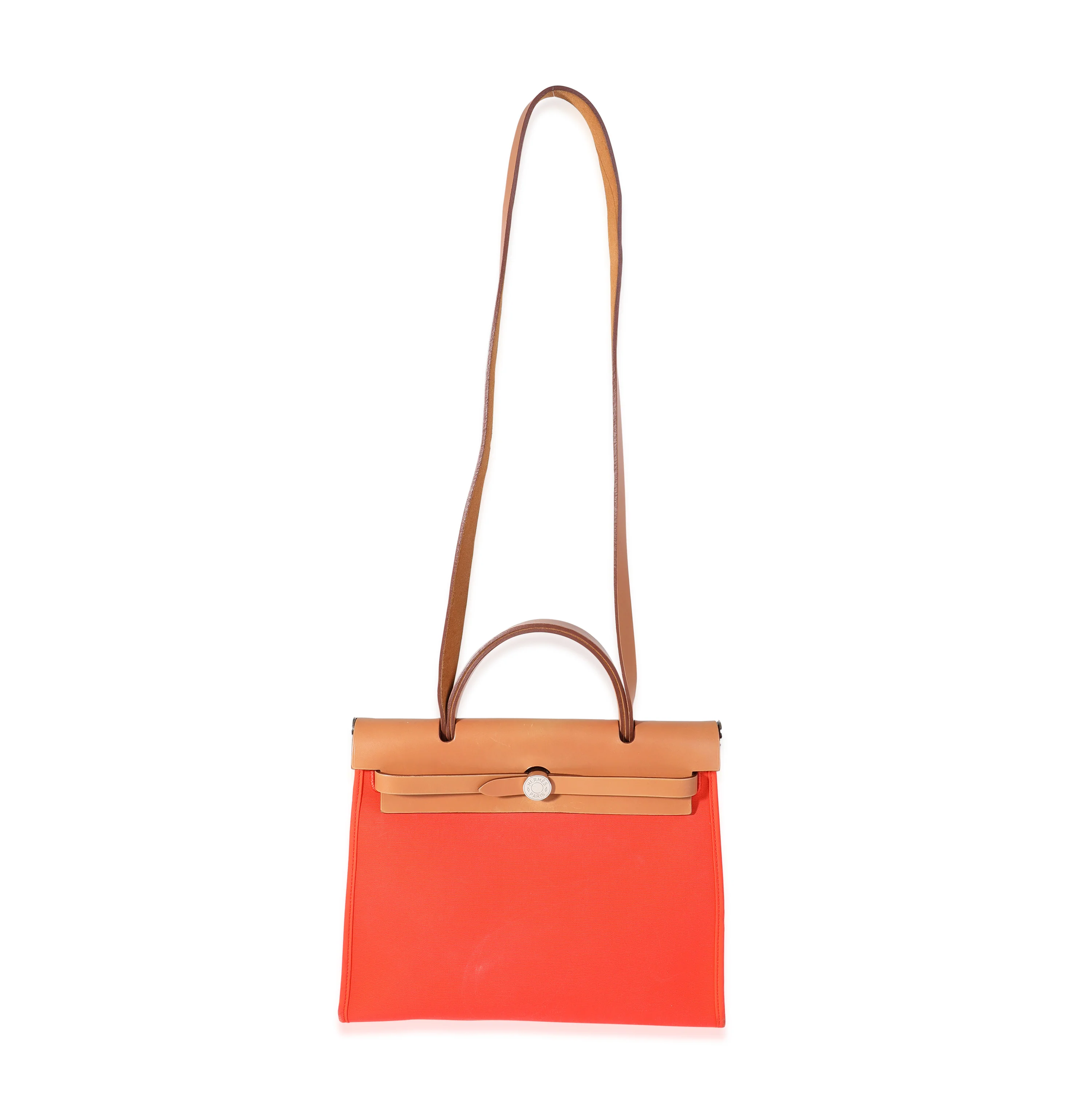Hermès Orange Toile & Natural Vache Hunter Herbag Zip 31 PHW - Image 7