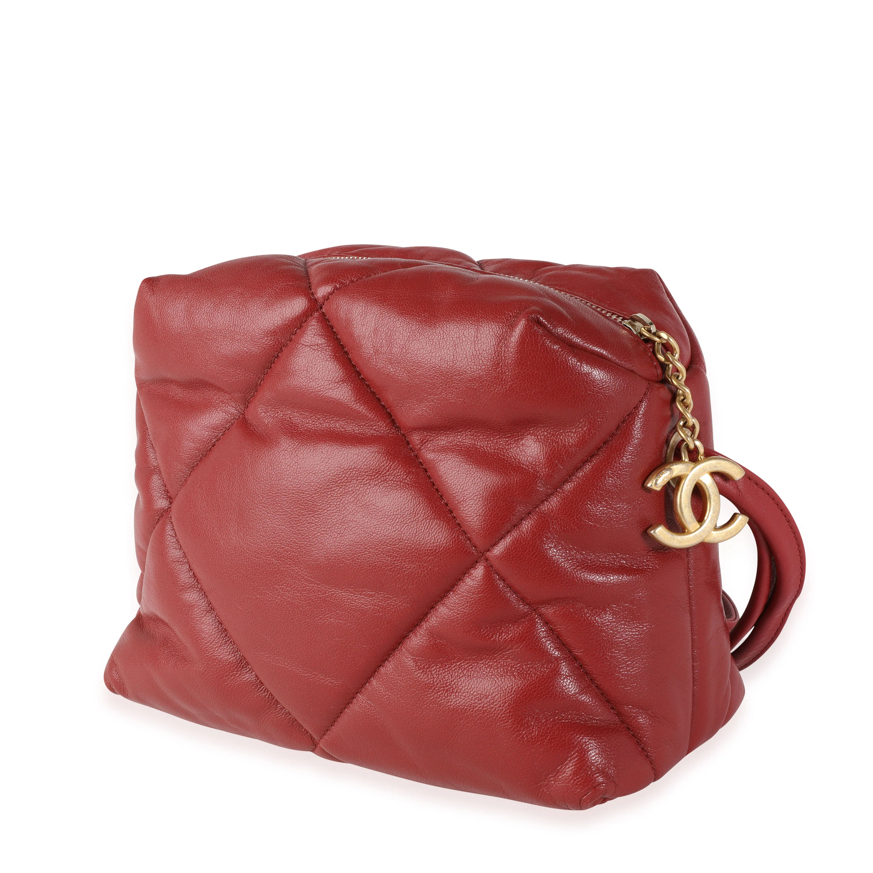Chanel Red Quilted Lambskin Bowling Crossbody Bag - Image 2