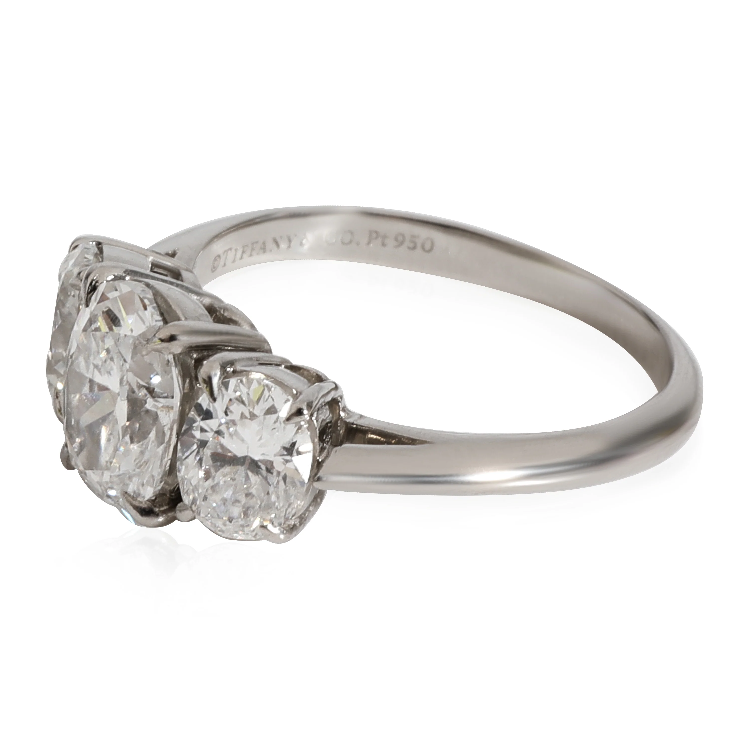 Tiffany & Co. Three Stone Diamond Engagement Ring in Platinum E VS1 1.70 CTW - Image 2