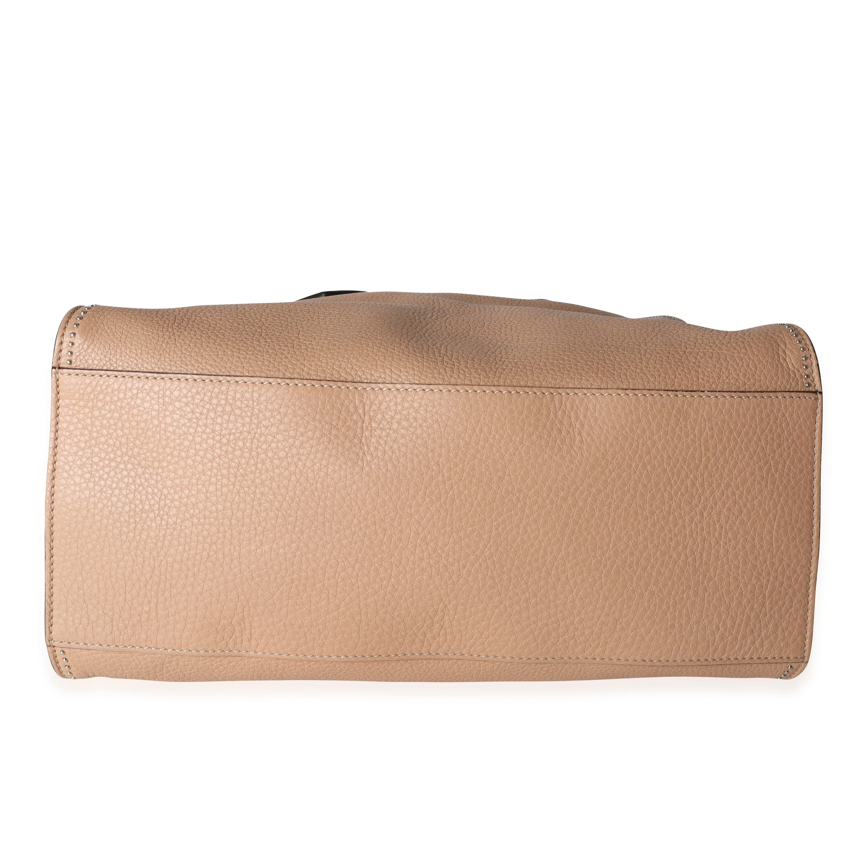 Gucci Tan Pebbled Leather Studded Ramble Satchel - Image 5