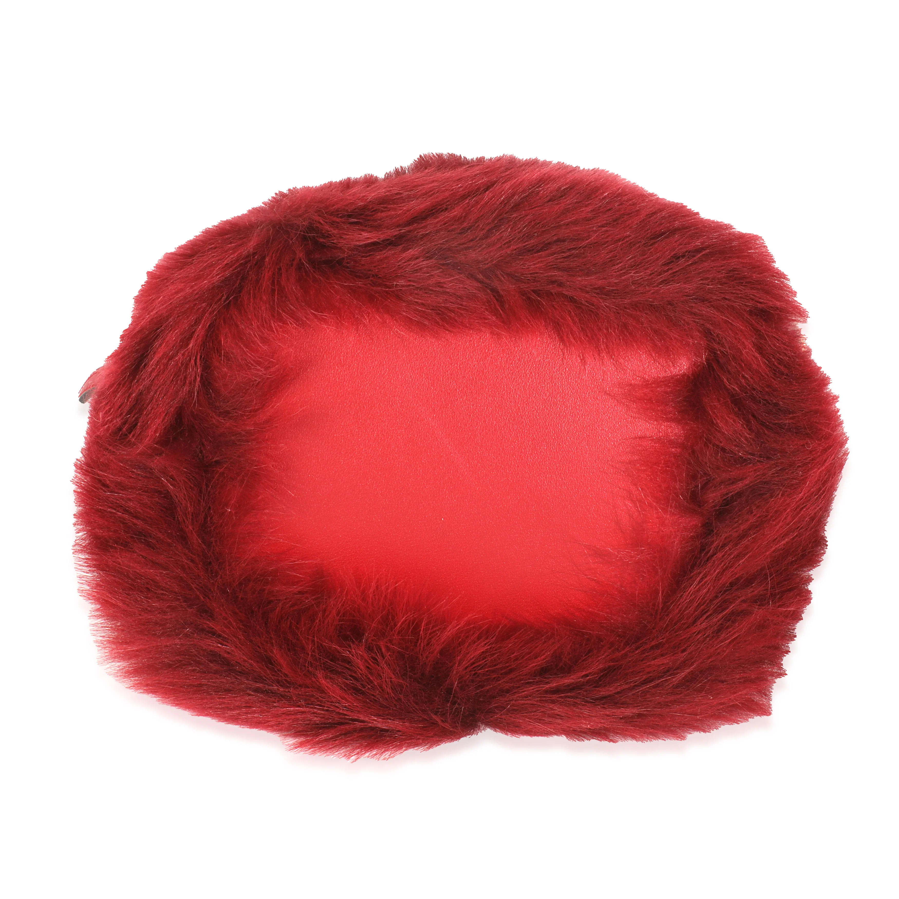 Red Lamb Fur & Calfskin Leather Mini Mon Trésor Bucket Bag - Image 5