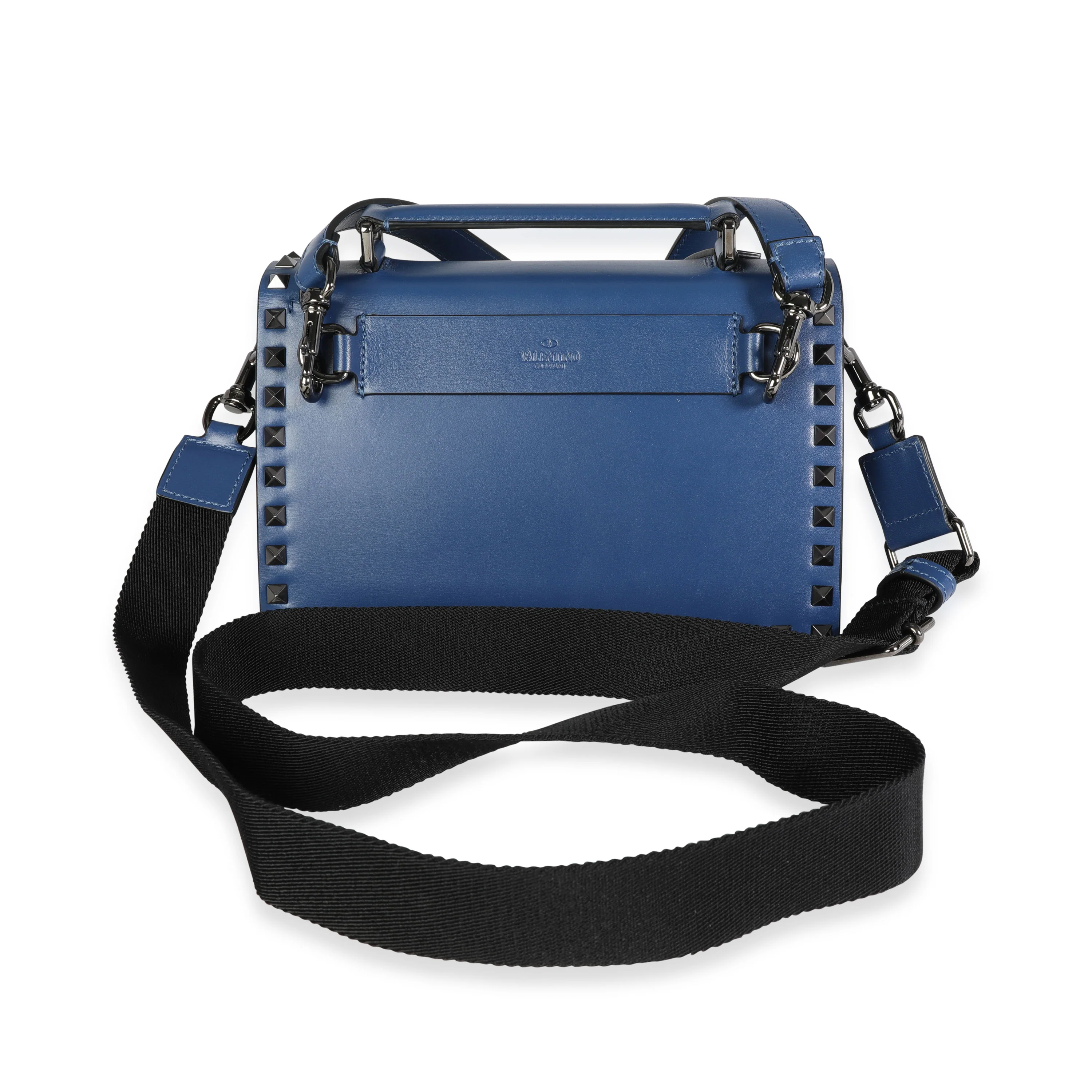 Valentino Blue Leather Rockstud Top Handle Crossbody Bag - Image 3