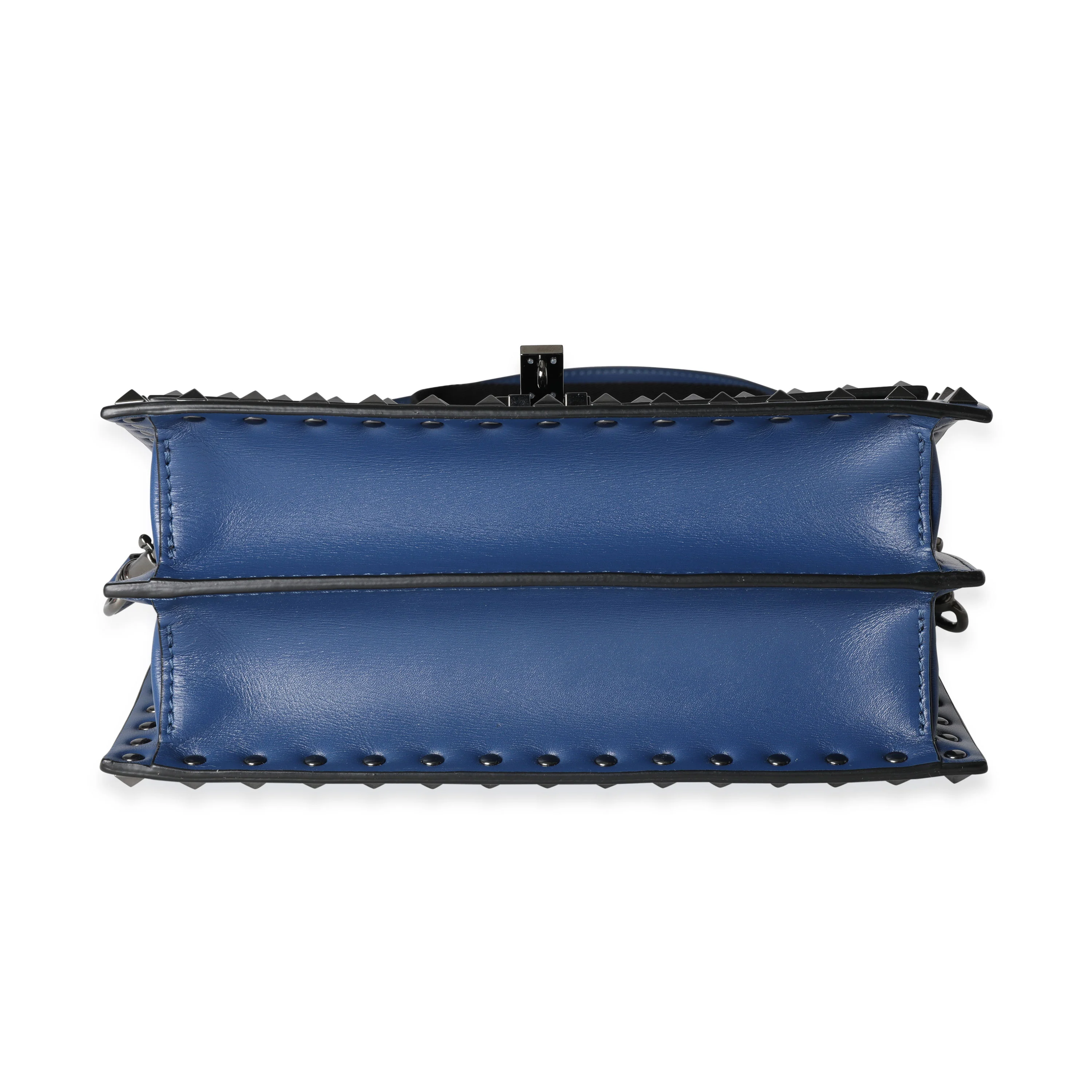 Valentino Blue Leather Rockstud Top Handle Crossbody Bag - Image 5