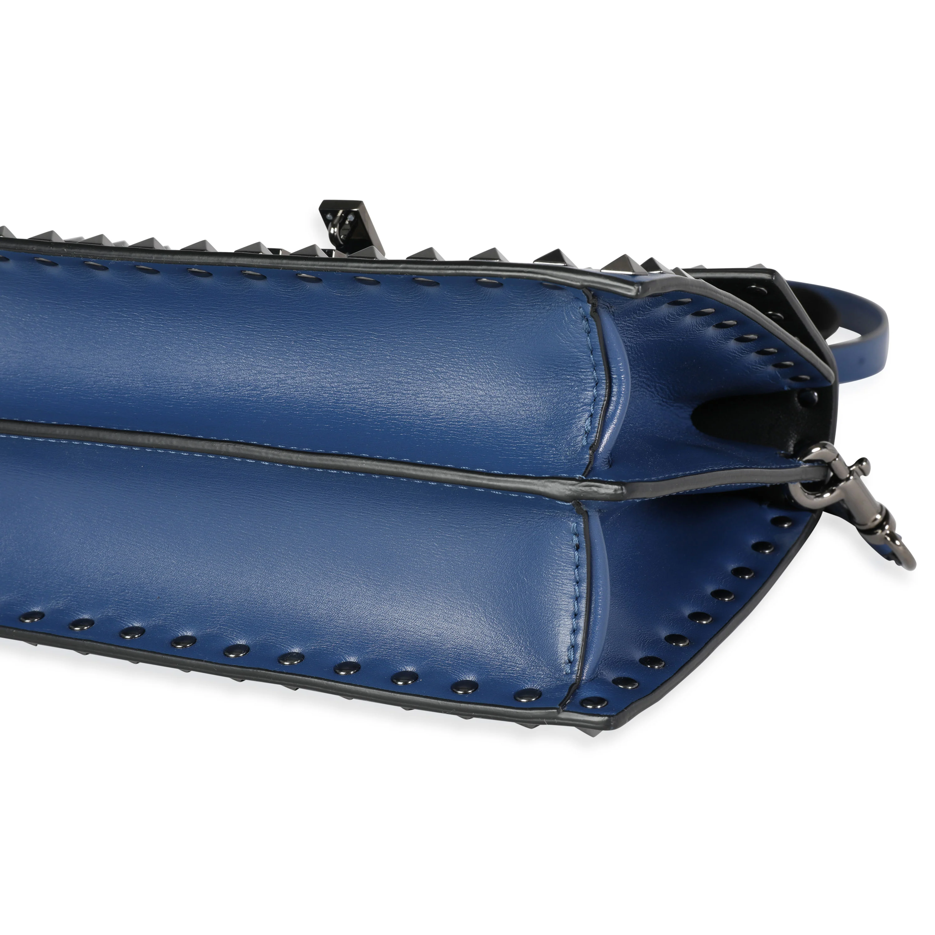Valentino Blue Leather Rockstud Top Handle Crossbody Bag - Image 6