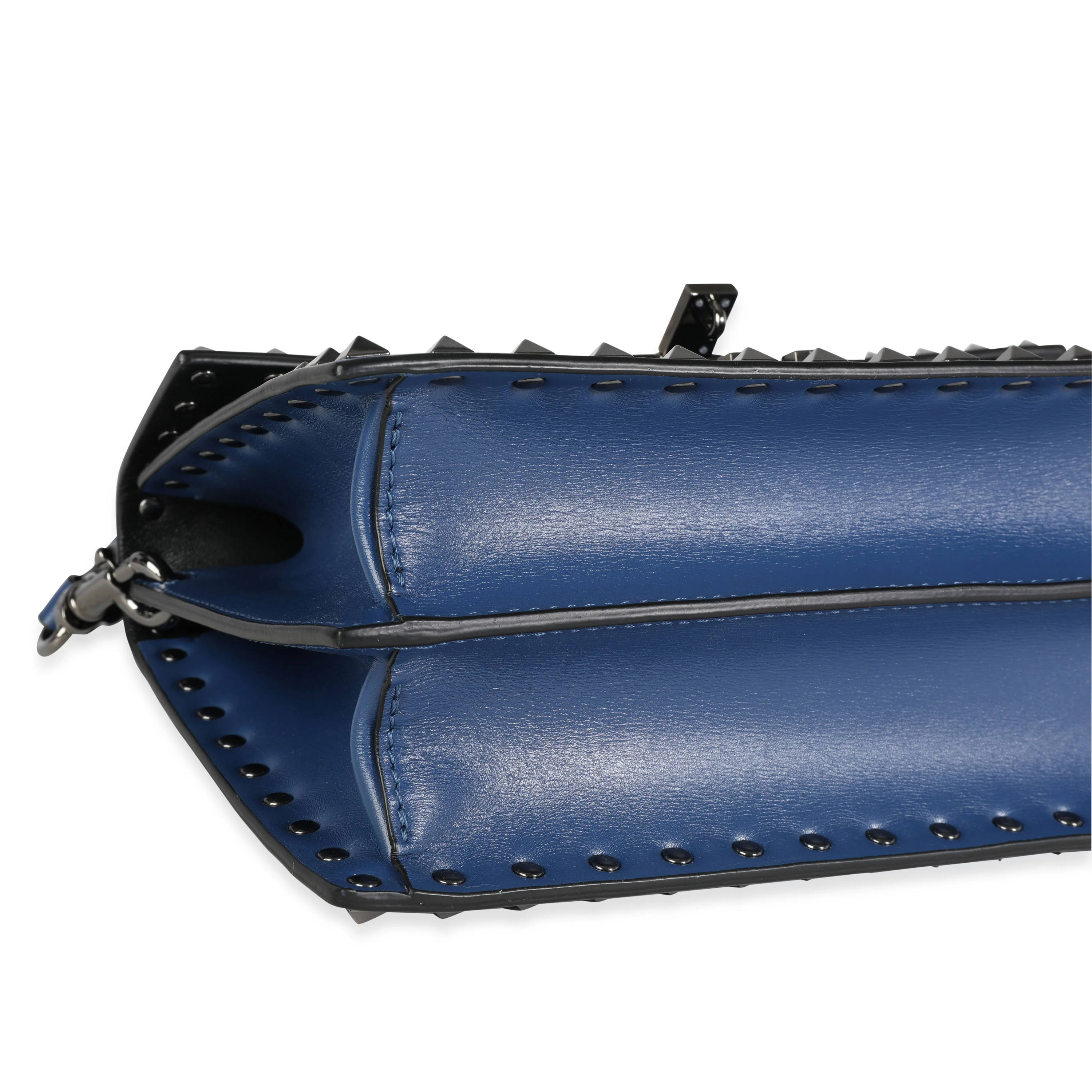 Valentino Blue Leather Rockstud Top Handle Crossbody Bag - Image 7