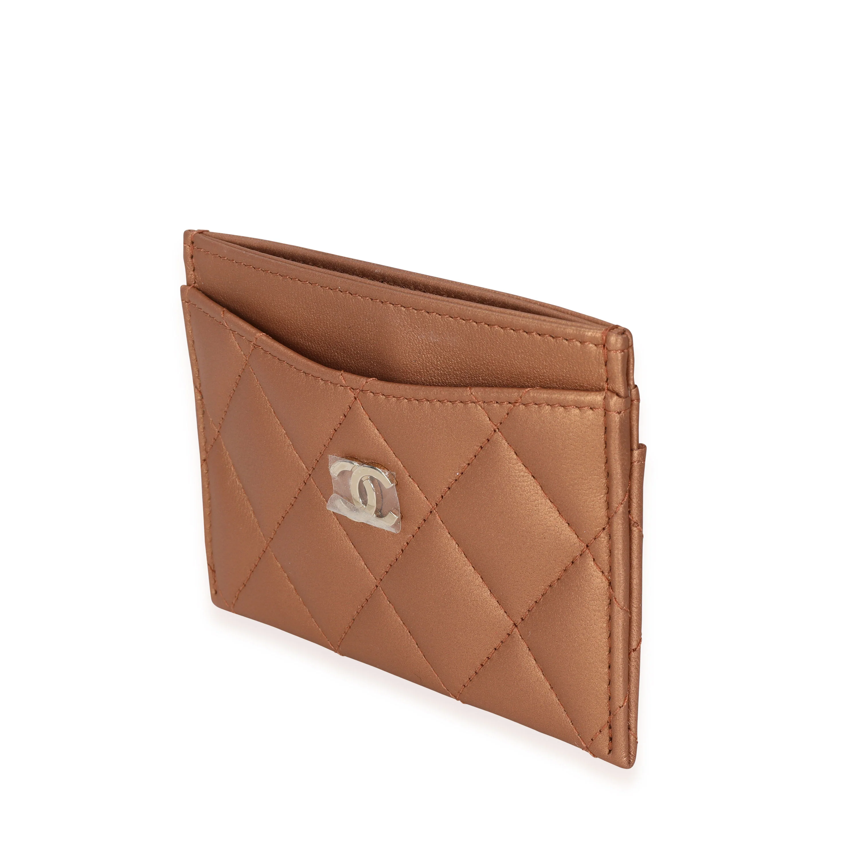 Chanel Bronze Quilted Lambskin Leather Card Holder - Image 2