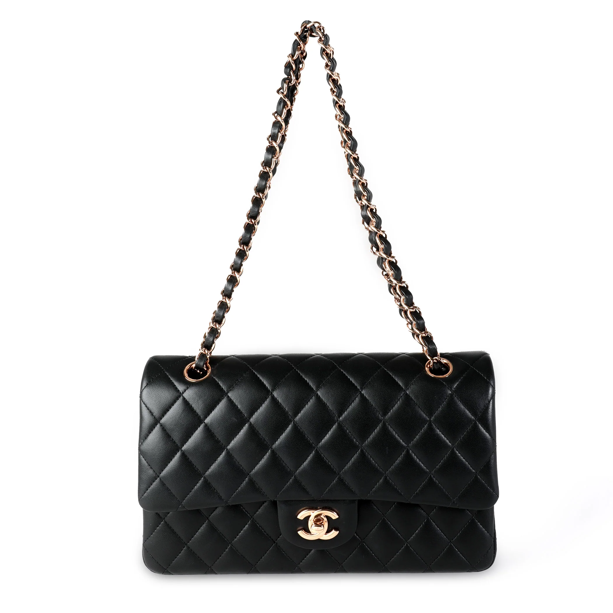 Chanel Black Quilted Lambskin Medium Classic Double Flap Bag RGHW - Image 4