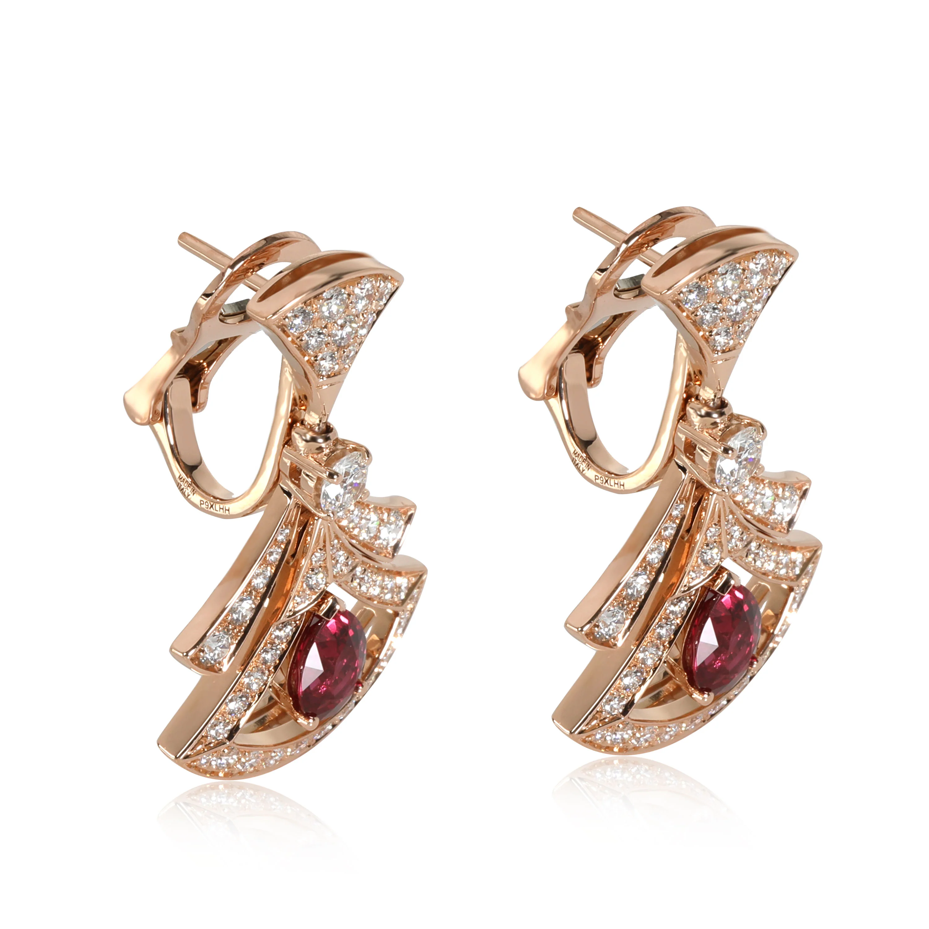 Bvlgari Divas Dream Openwork Ruby & Diamond Earrings in 18k Rose Gold 1.48 Ctw - Image 2
