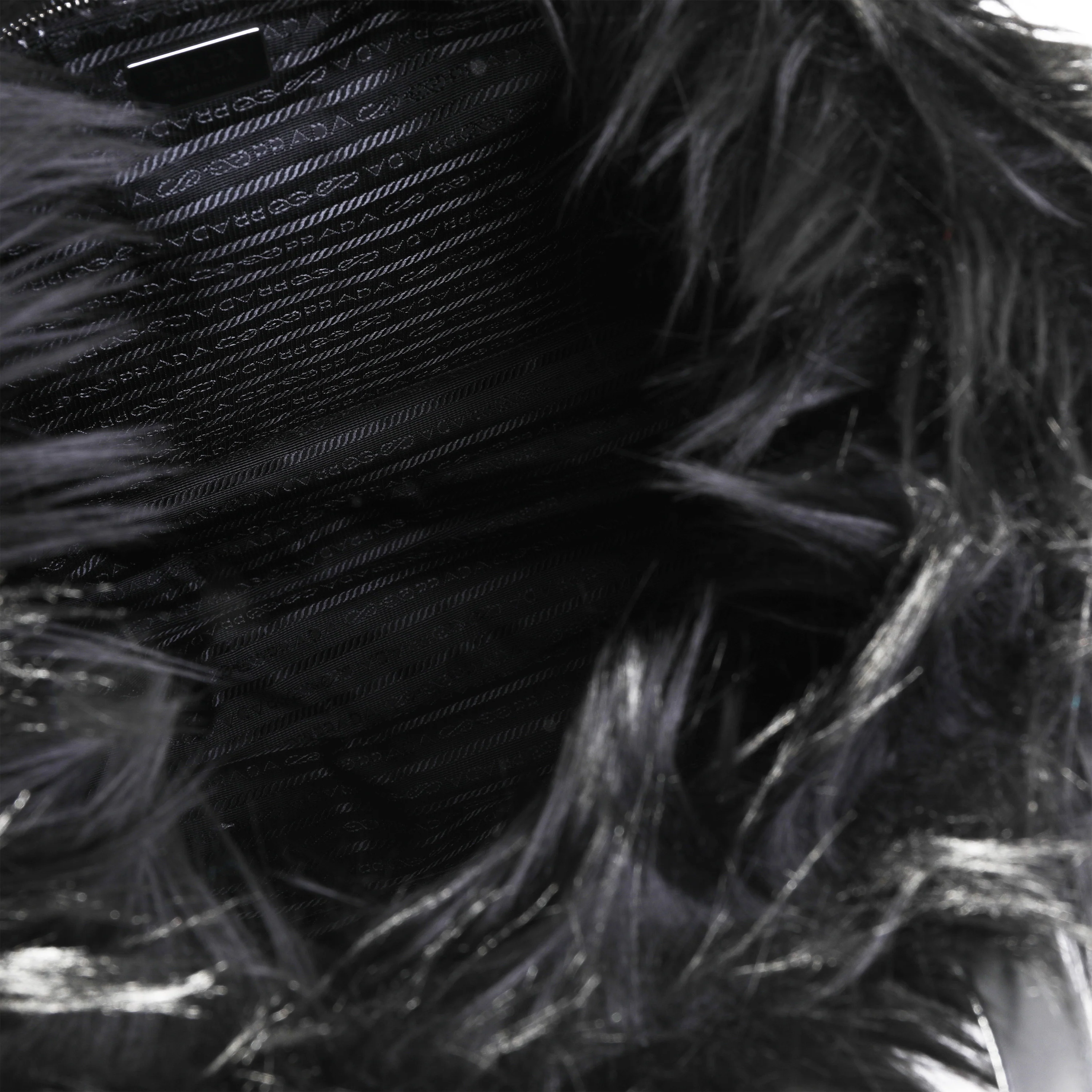Prada Black Faux Fur Fabric Tote - Image 4