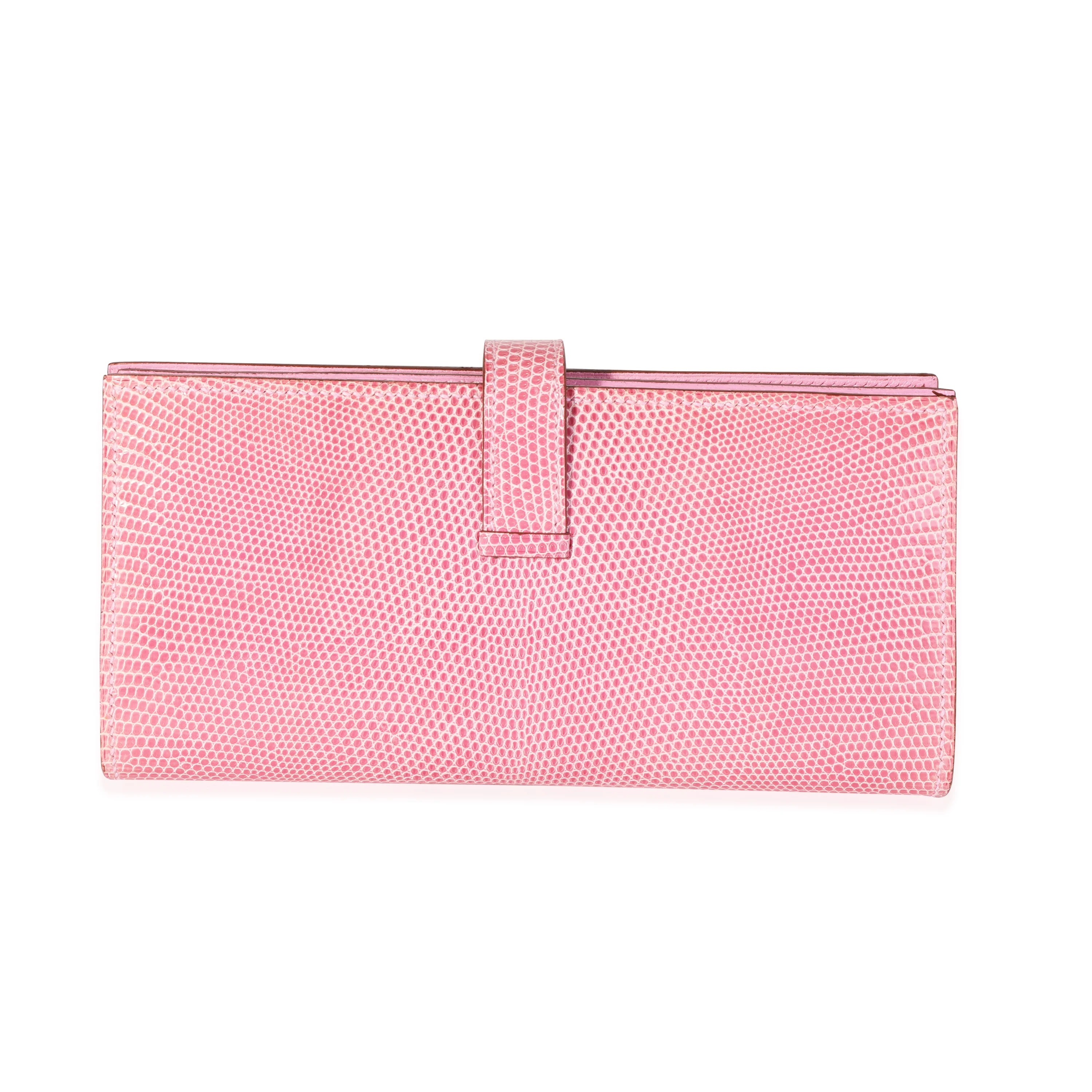 Hermès Rose Lizard Bearn Wallet PHW - Image 3