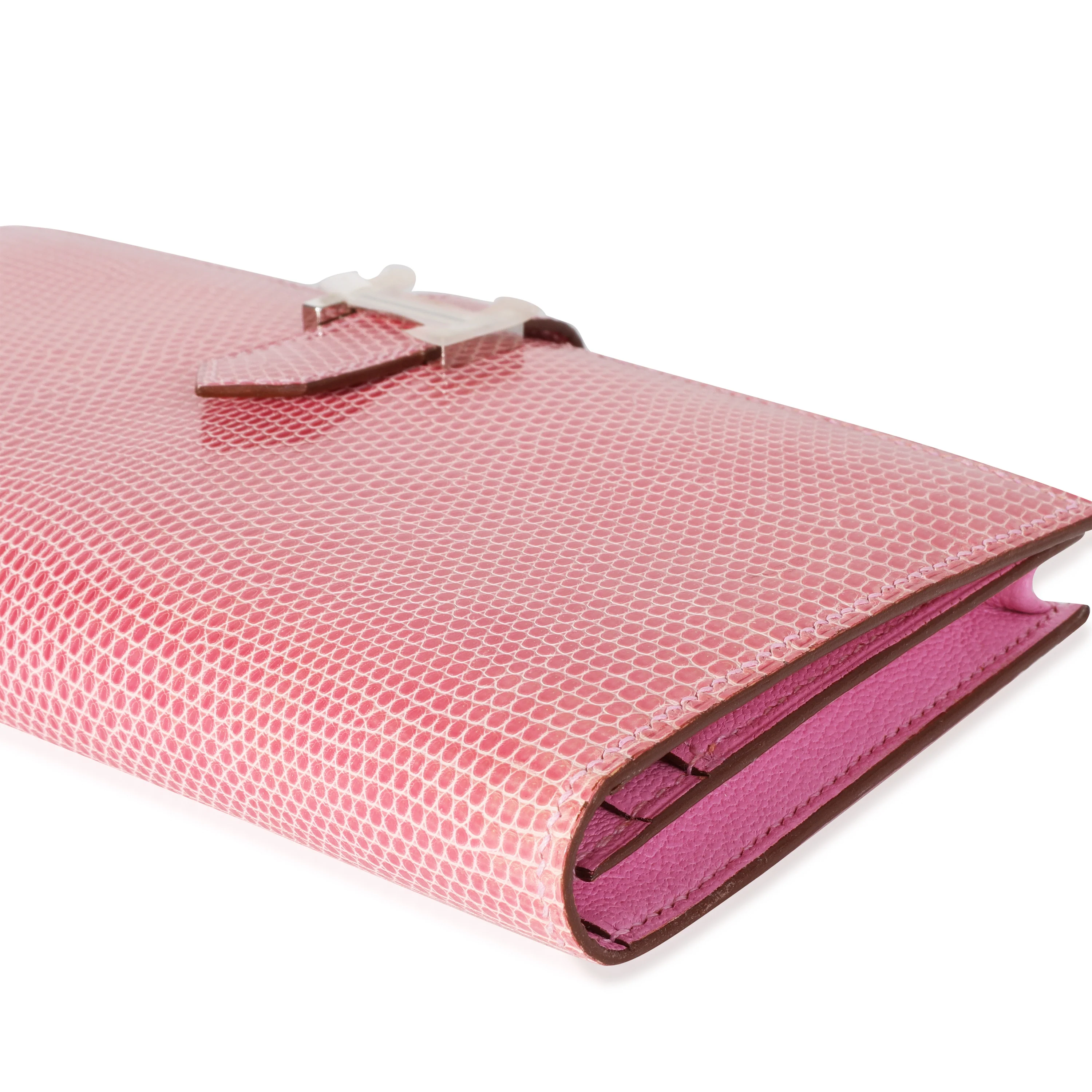 Hermès Rose Lizard Bearn Wallet PHW - Image 4