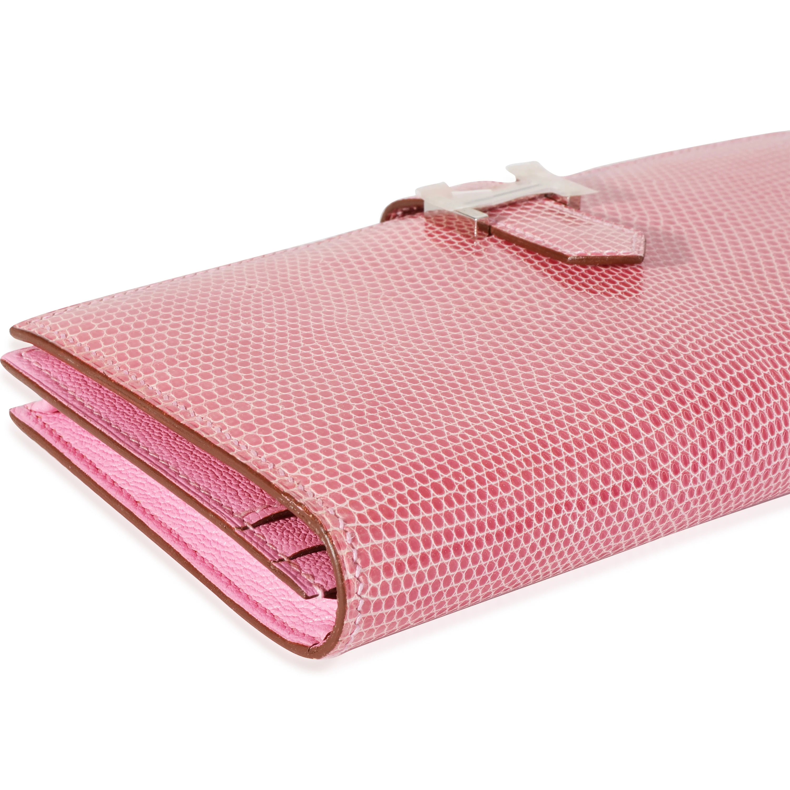 Hermès Rose Lizard Bearn Wallet PHW - Image 5