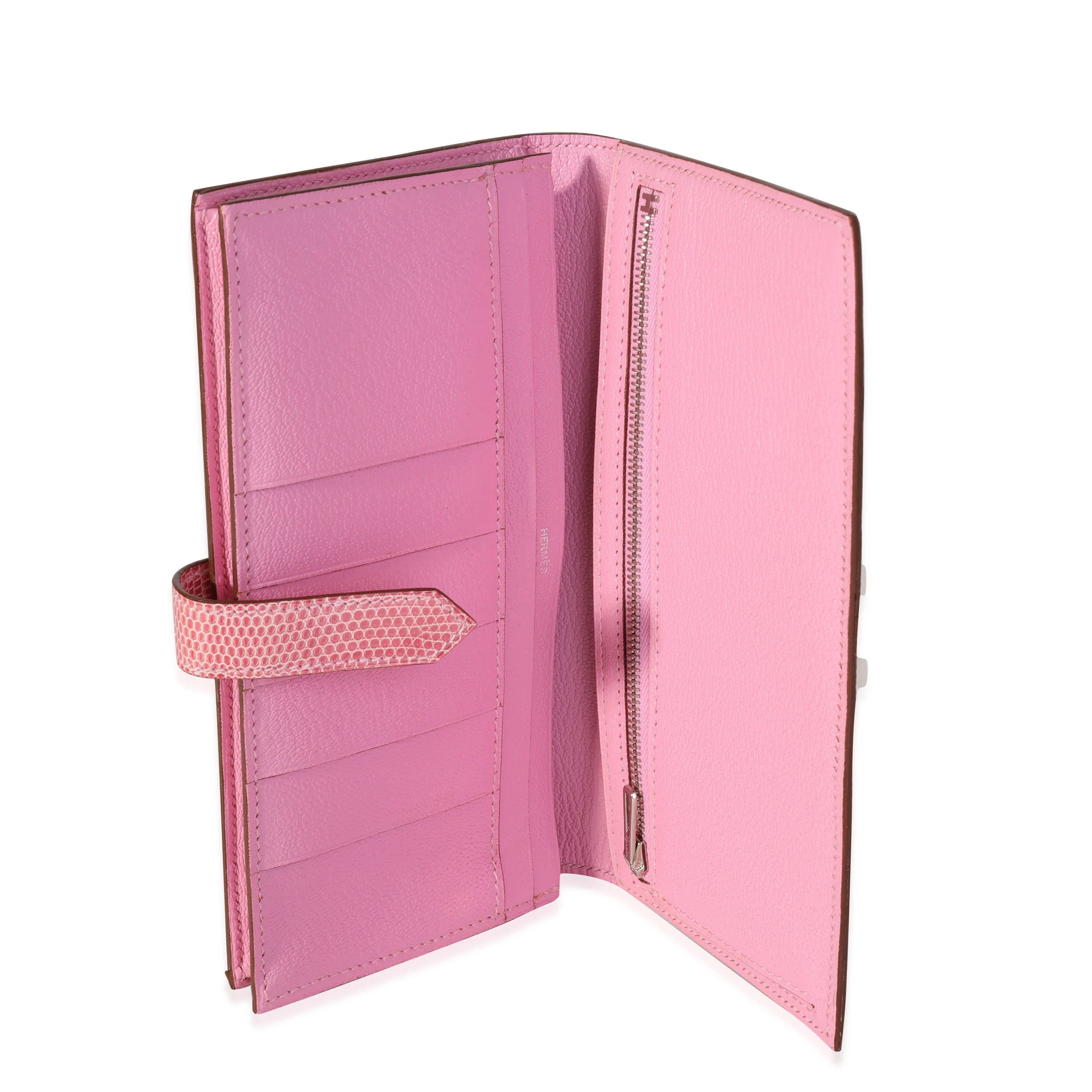 Hermès Rose Lizard Bearn Wallet PHW - Image 6