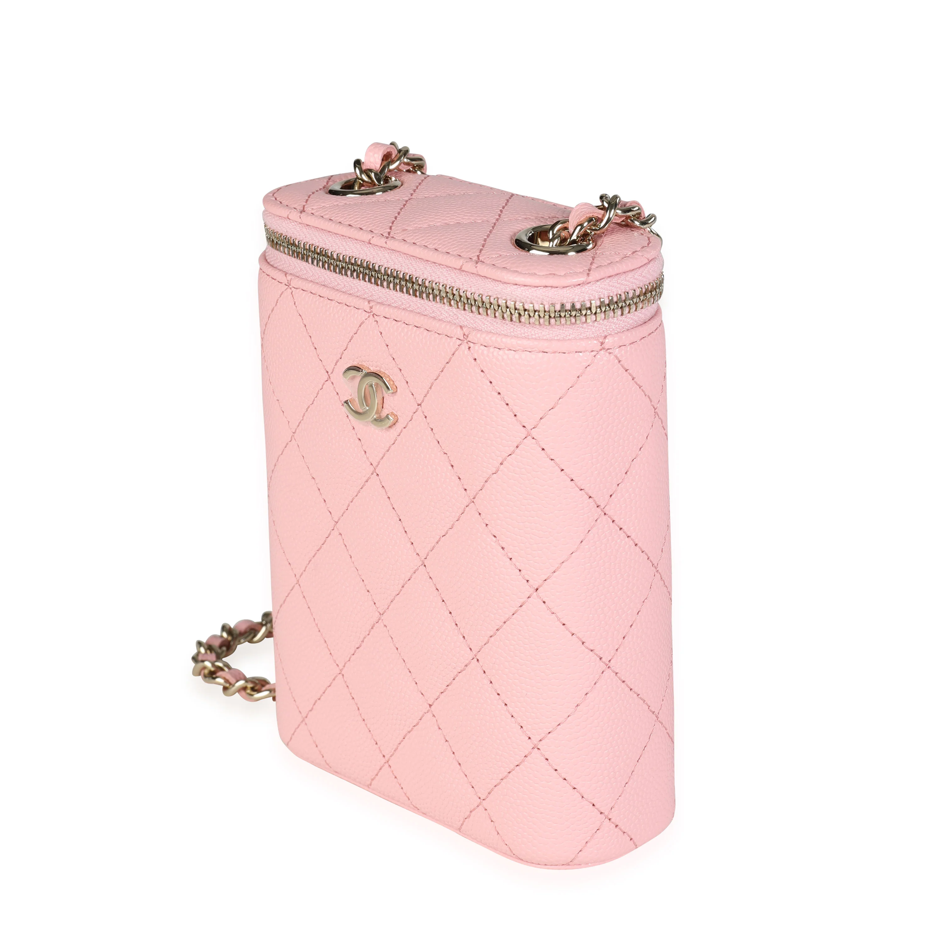 Chanel Pink Quilted Caviar Small Vertical Vanity Case - Image 2
