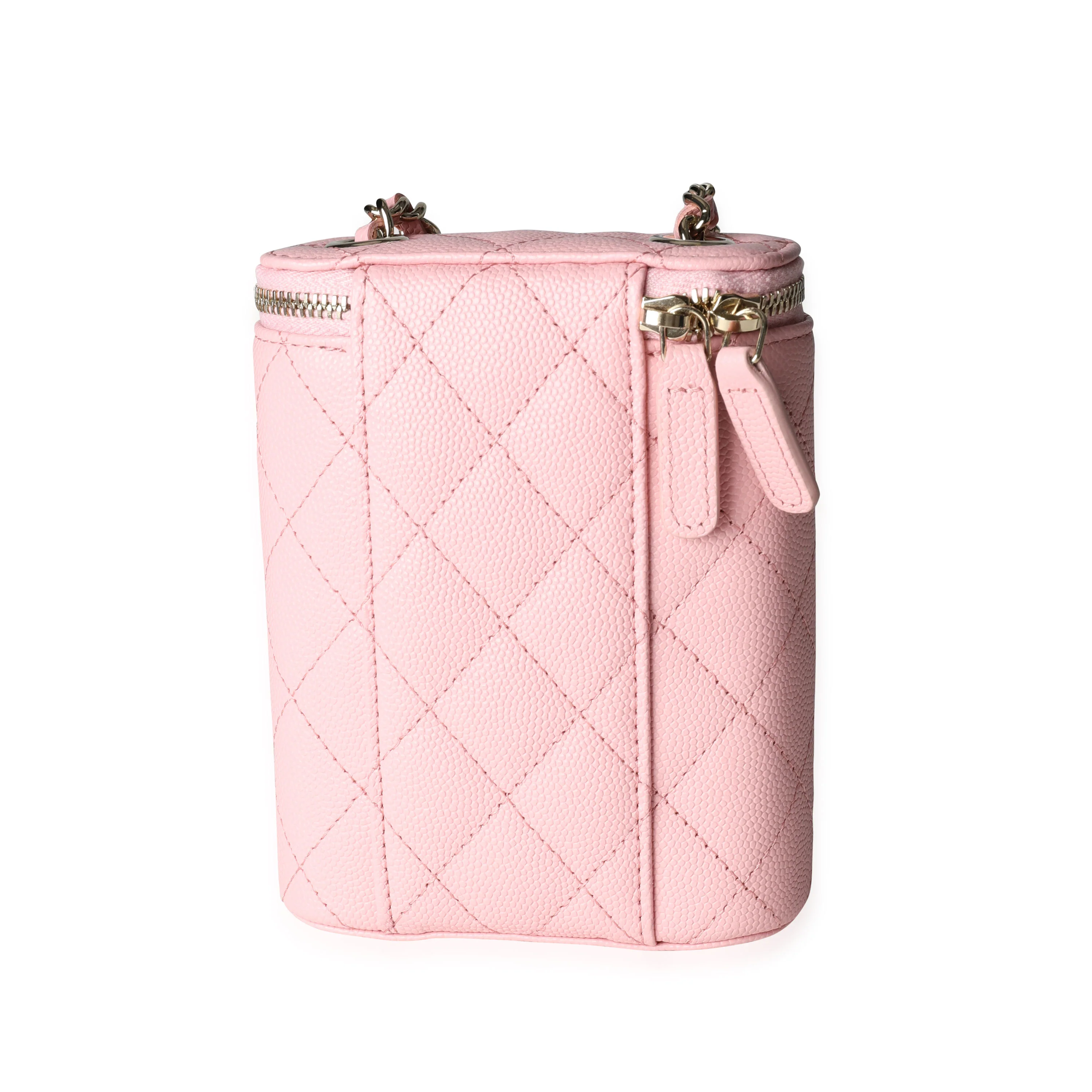 Chanel Pink Quilted Caviar Small Vertical Vanity Case - Image 3