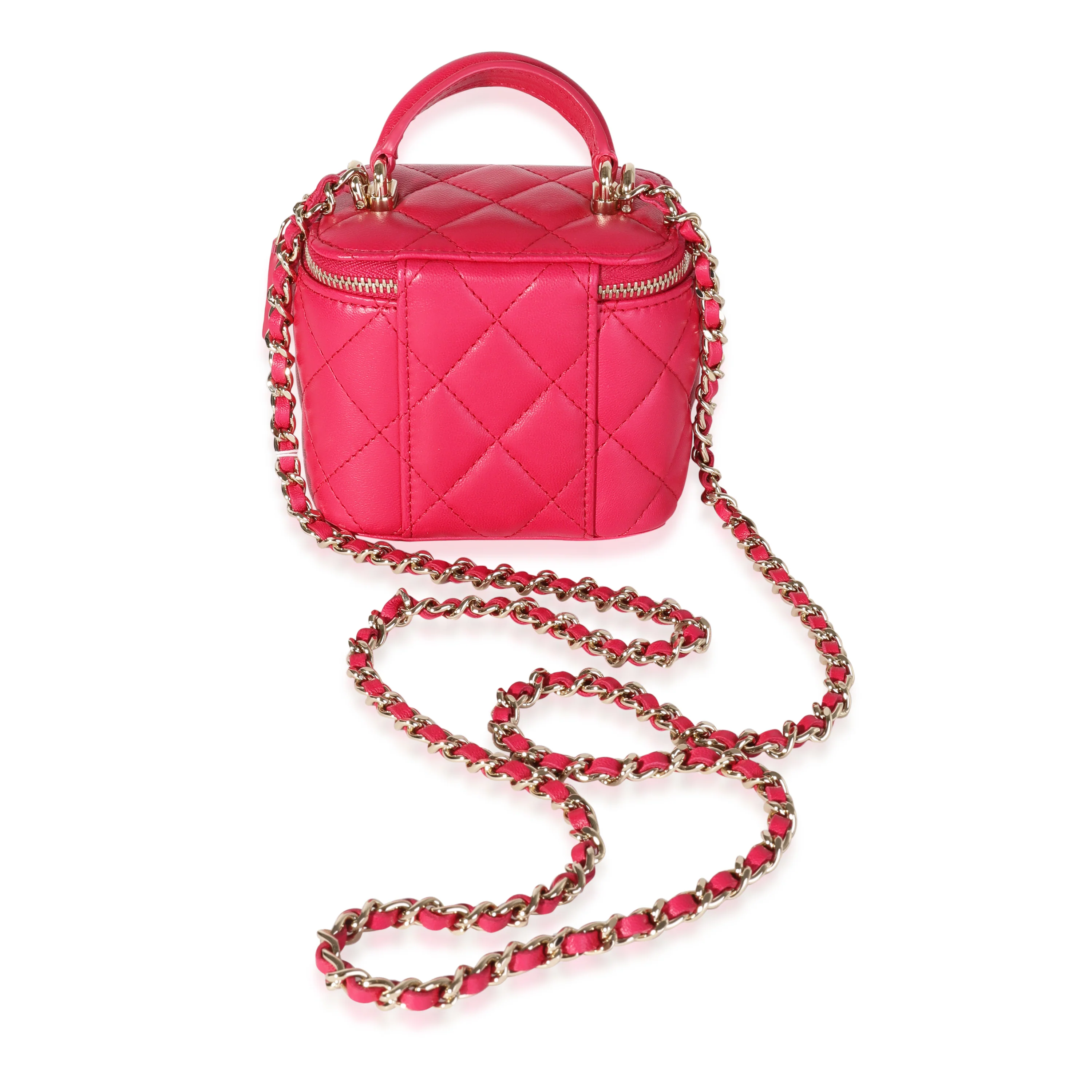 Chanel Fuchsia Quilted Lambskin Mini Vanity Crossbody - Image 3