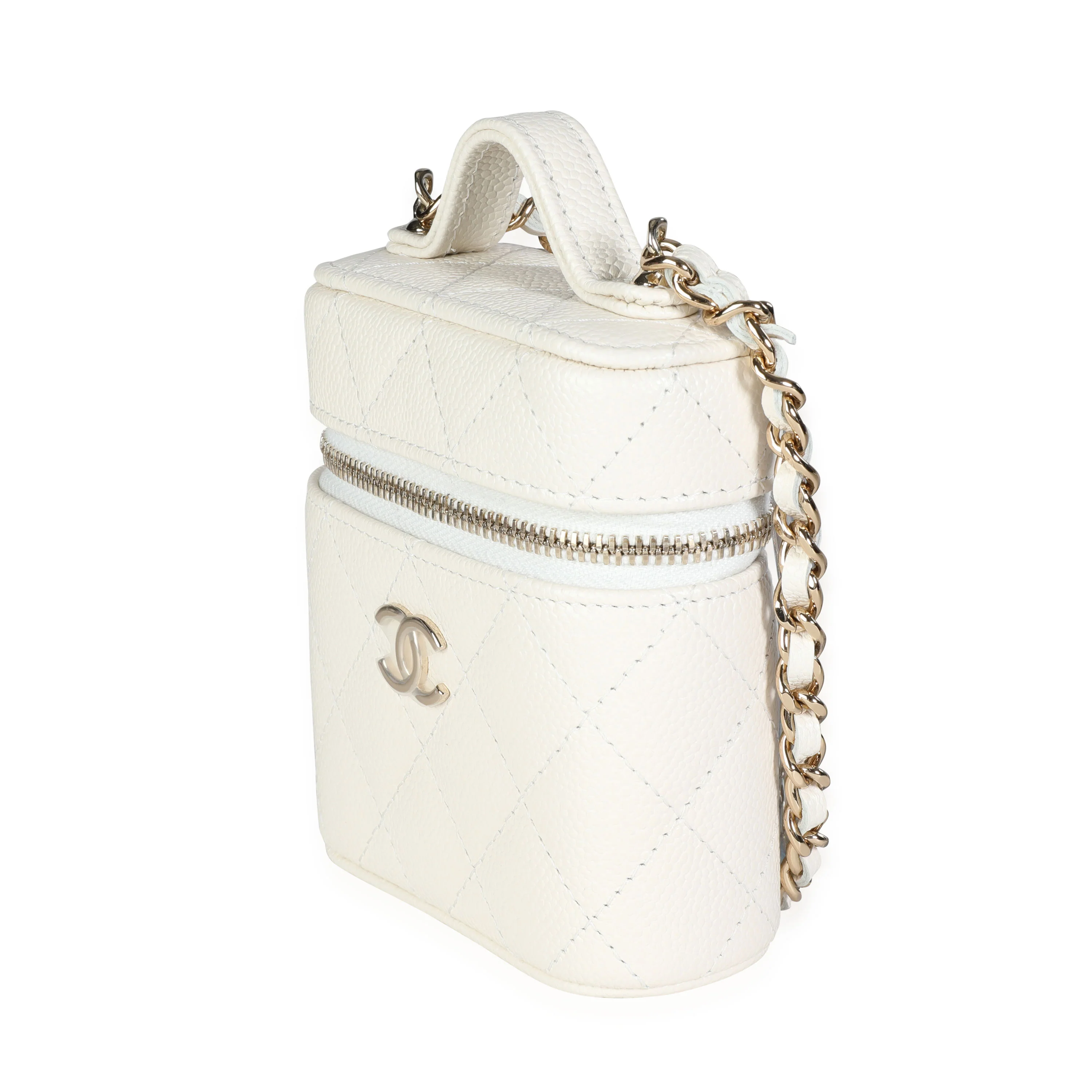 Creme Quilted Caviar Mini Vanity Case - Image 2
