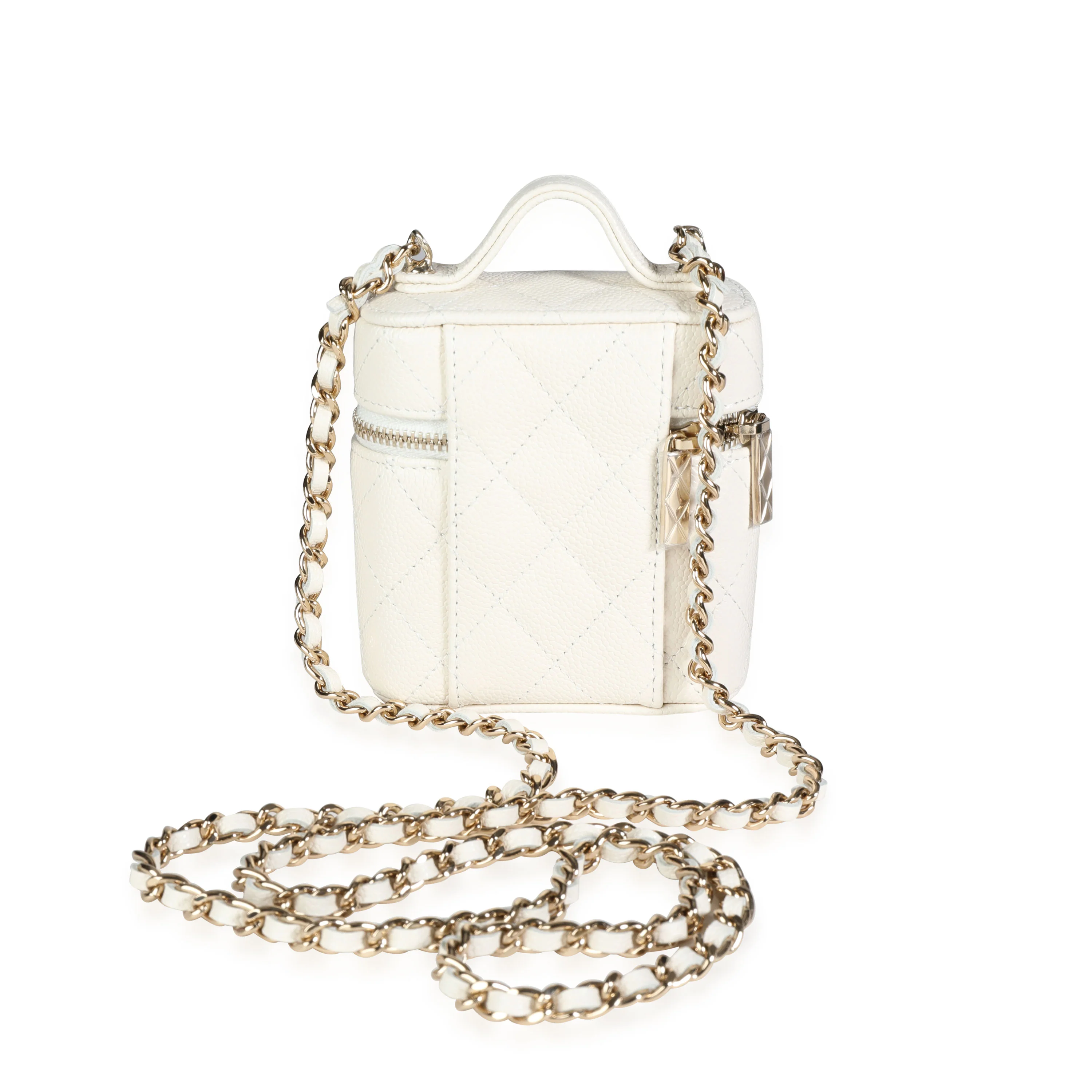 Creme Quilted Caviar Mini Vanity Case - Image 3