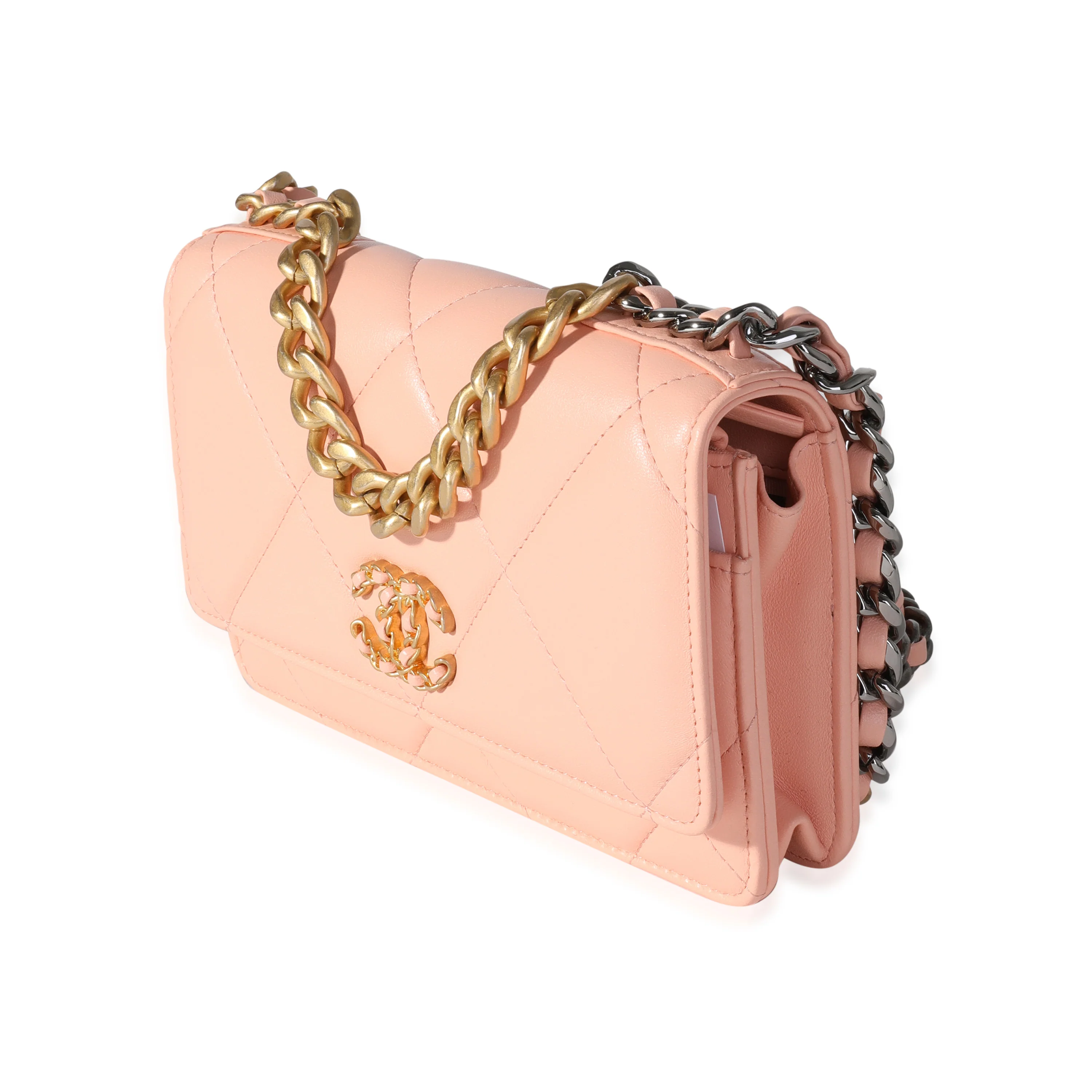 Chanel Orange Claire Quilted Lambskin Chanel 19 WOC - Image 2