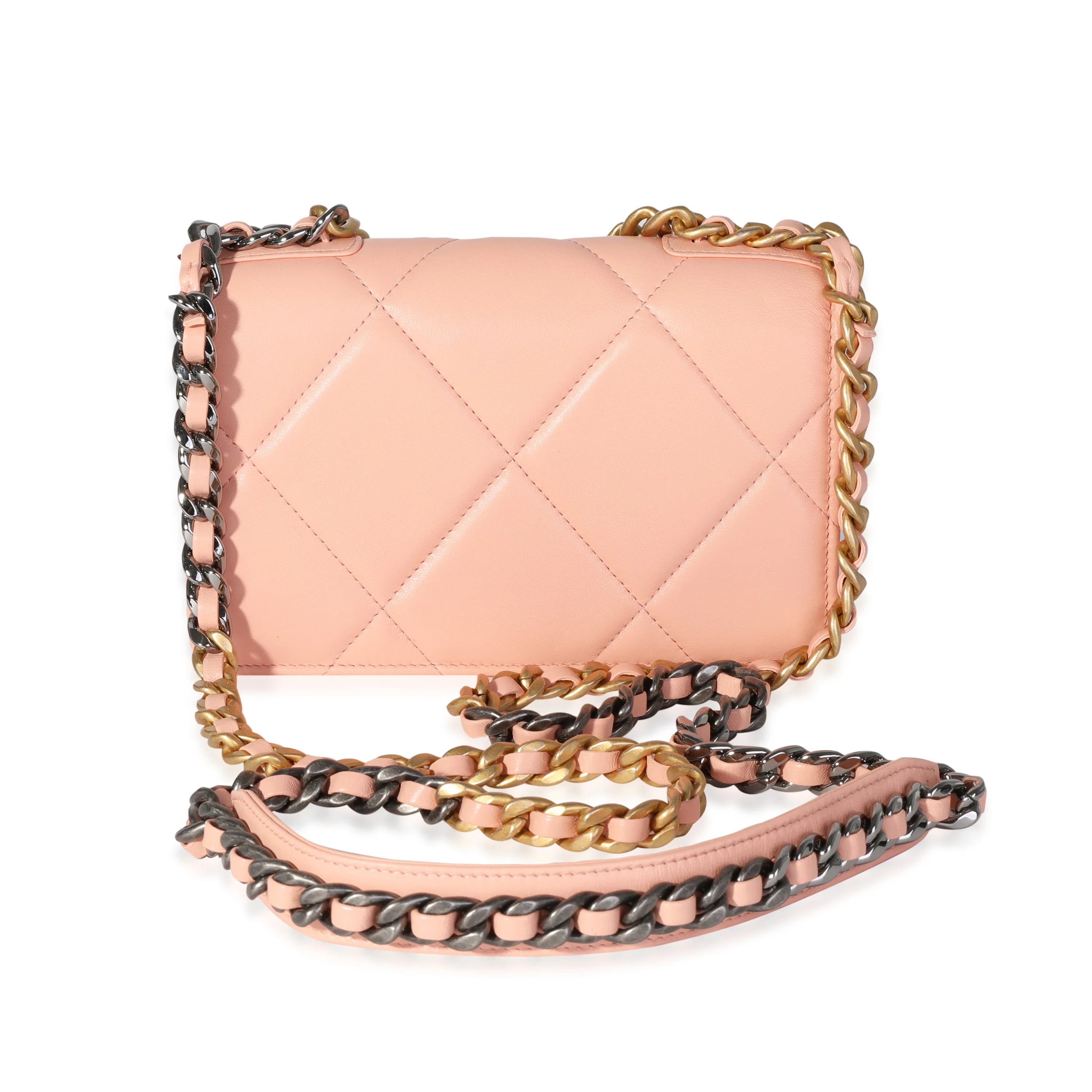 Chanel Orange Claire Quilted Lambskin Chanel 19 WOC - Image 3