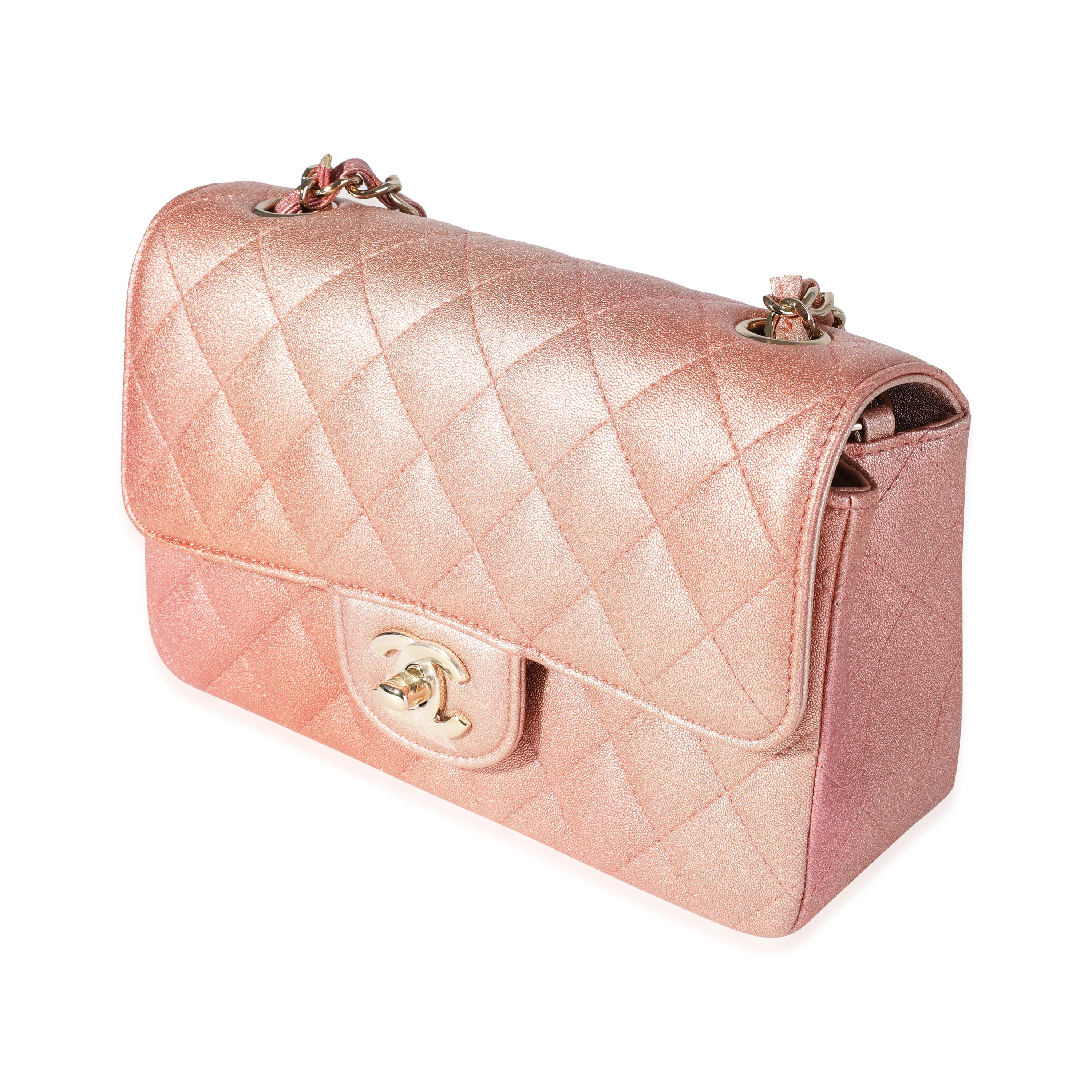 Chanel Metallic Rose Gold Ombré Classic Rectangular Mini Flap Bag - Image 2