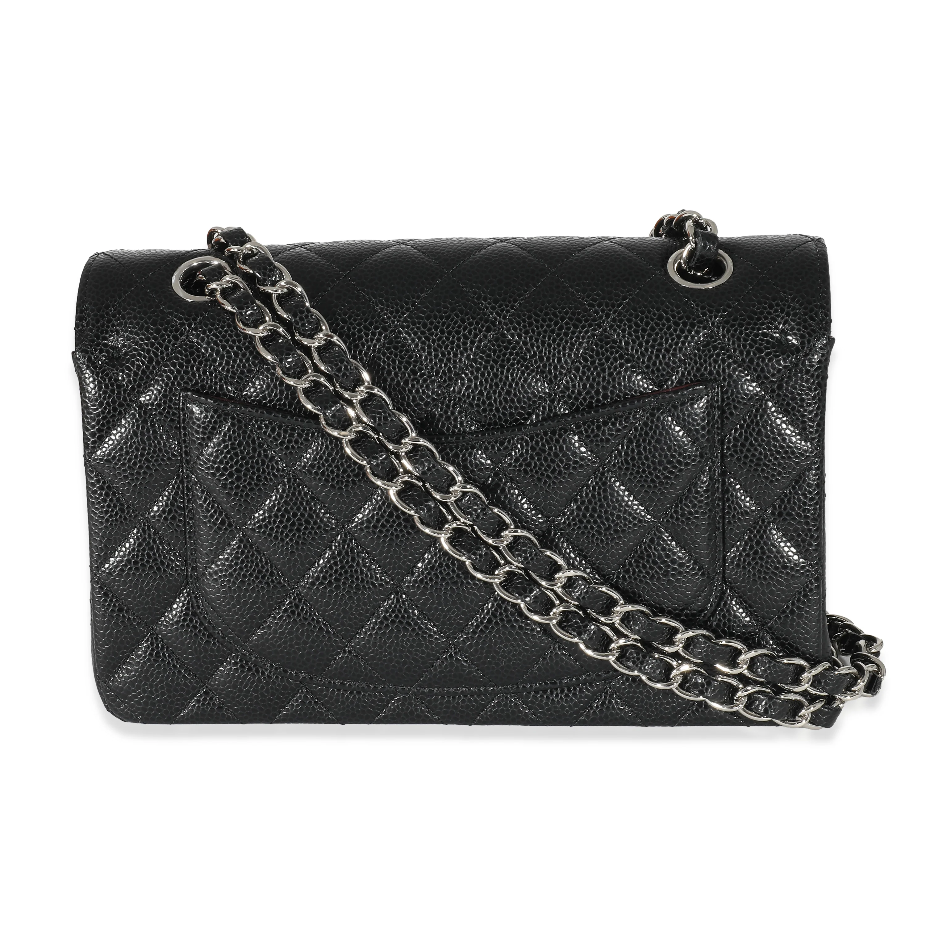 Black Quilted Caviar Small Classic Double Flap Bag - Image 5