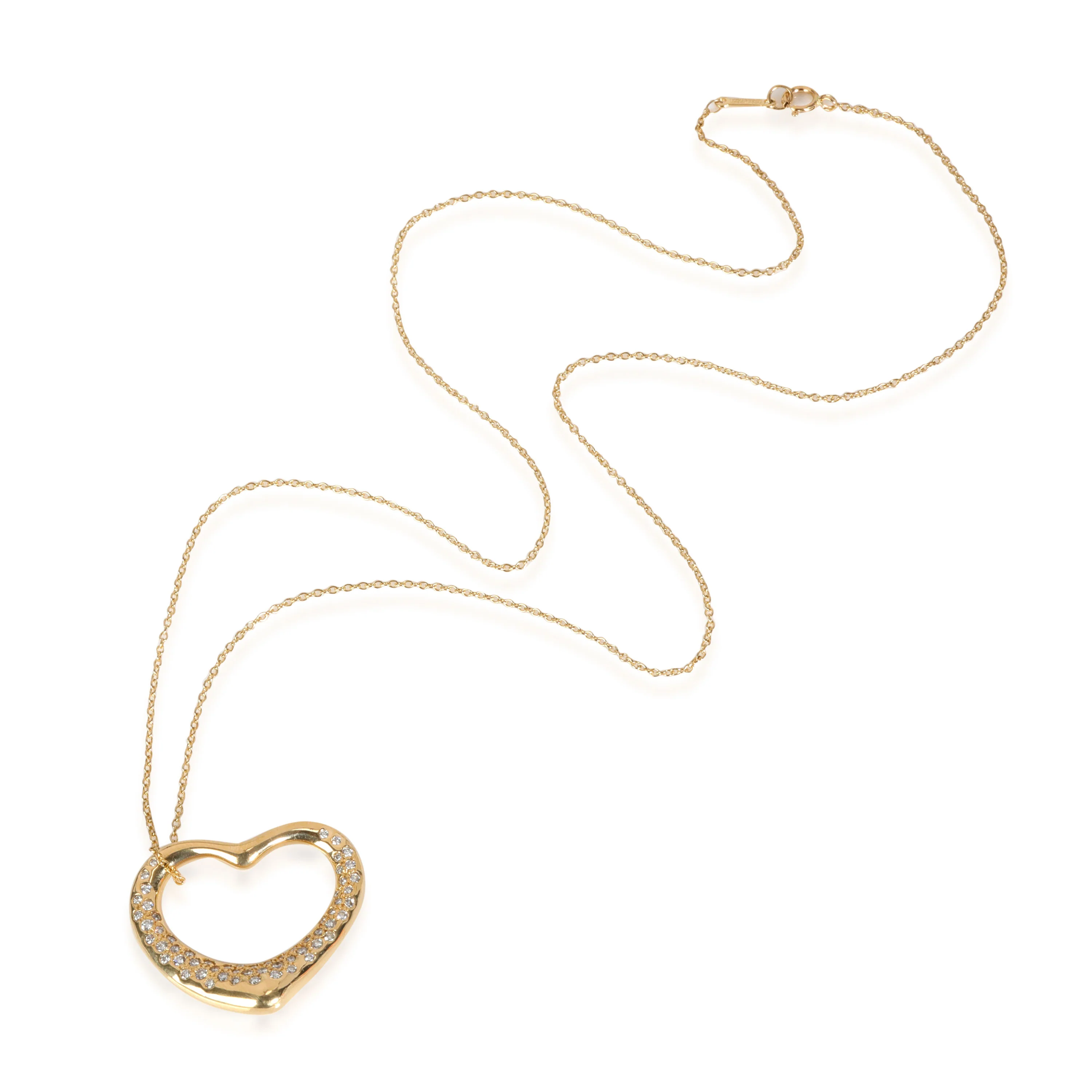 Elsa Peretti Diamond Open Heart Pendant in 18k Yellow Gold 1 CTW - Image 2